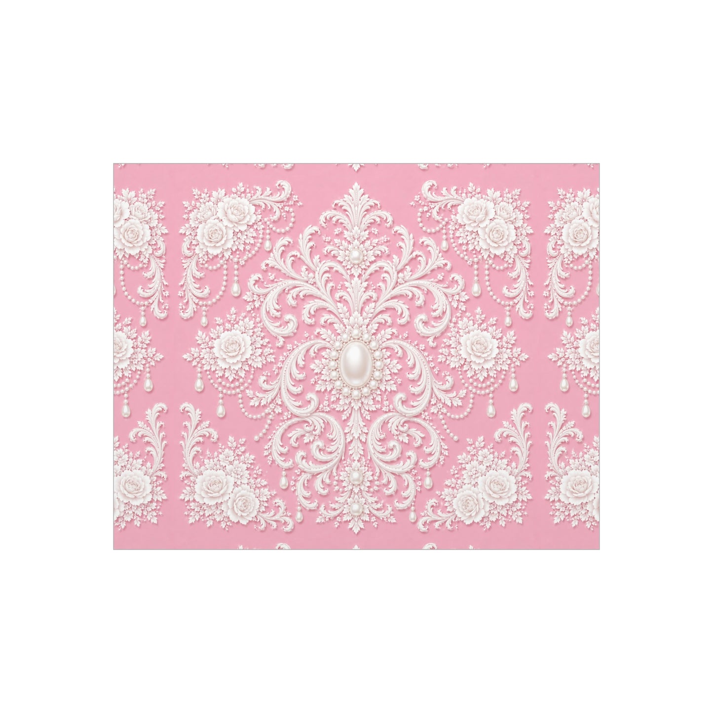 Pink Rococo Pearl Foam Board Wall Art — Elegant Vintage Floral Accent