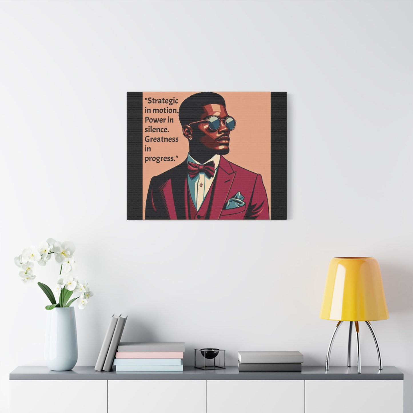 Afro Art Print Canvas, Wall Decor, Satin Stretched Canvas, African American Art, Office Decor, Home Decor - "Strategic In Motion...."