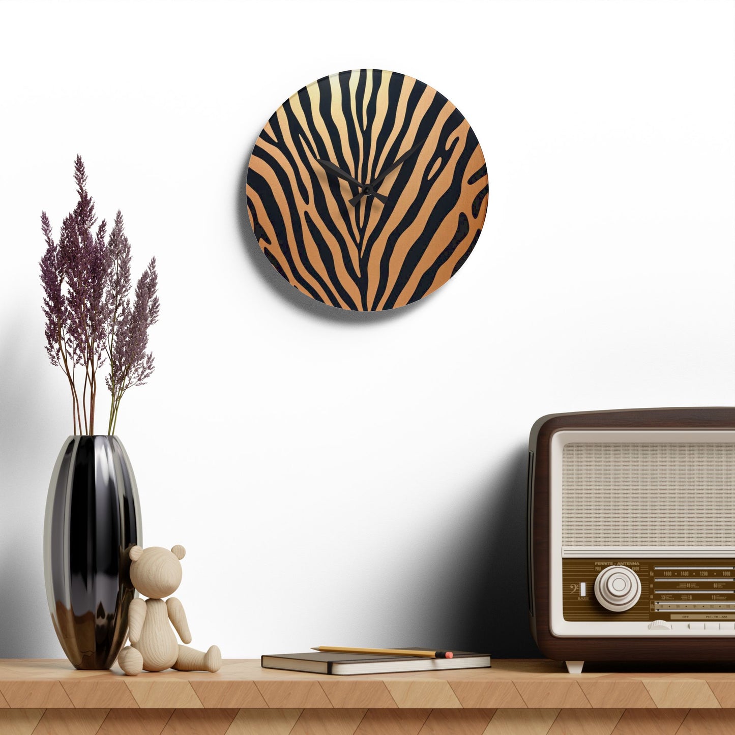 Stylish Zebra Print Acrylic Wall Clock - Modern Home Decor Accent