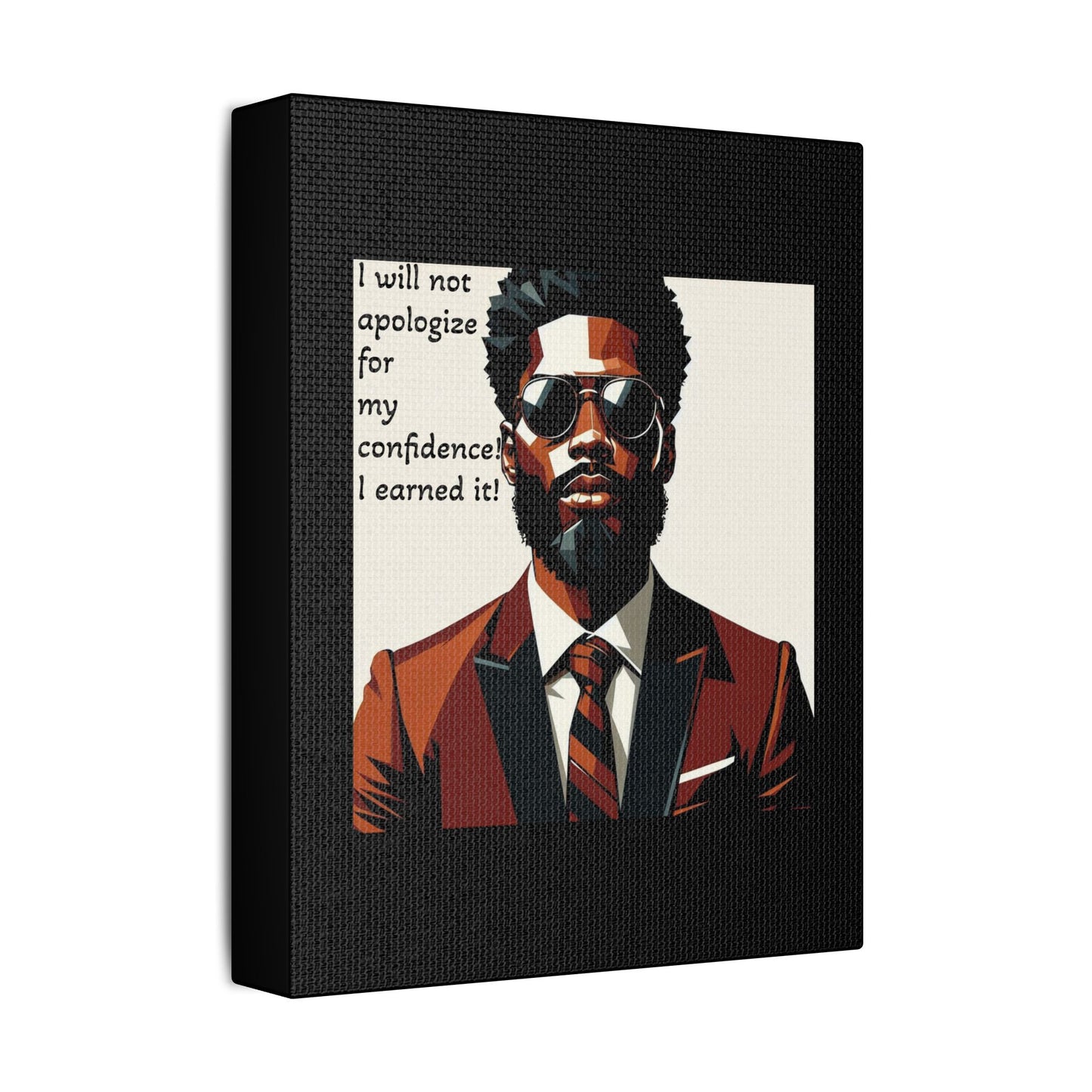 Afro Art Print Canvas, Wall Decor, Satin Stretched Canvas, African American Art, Office Decor, Home Decor - Confident Man In Suit