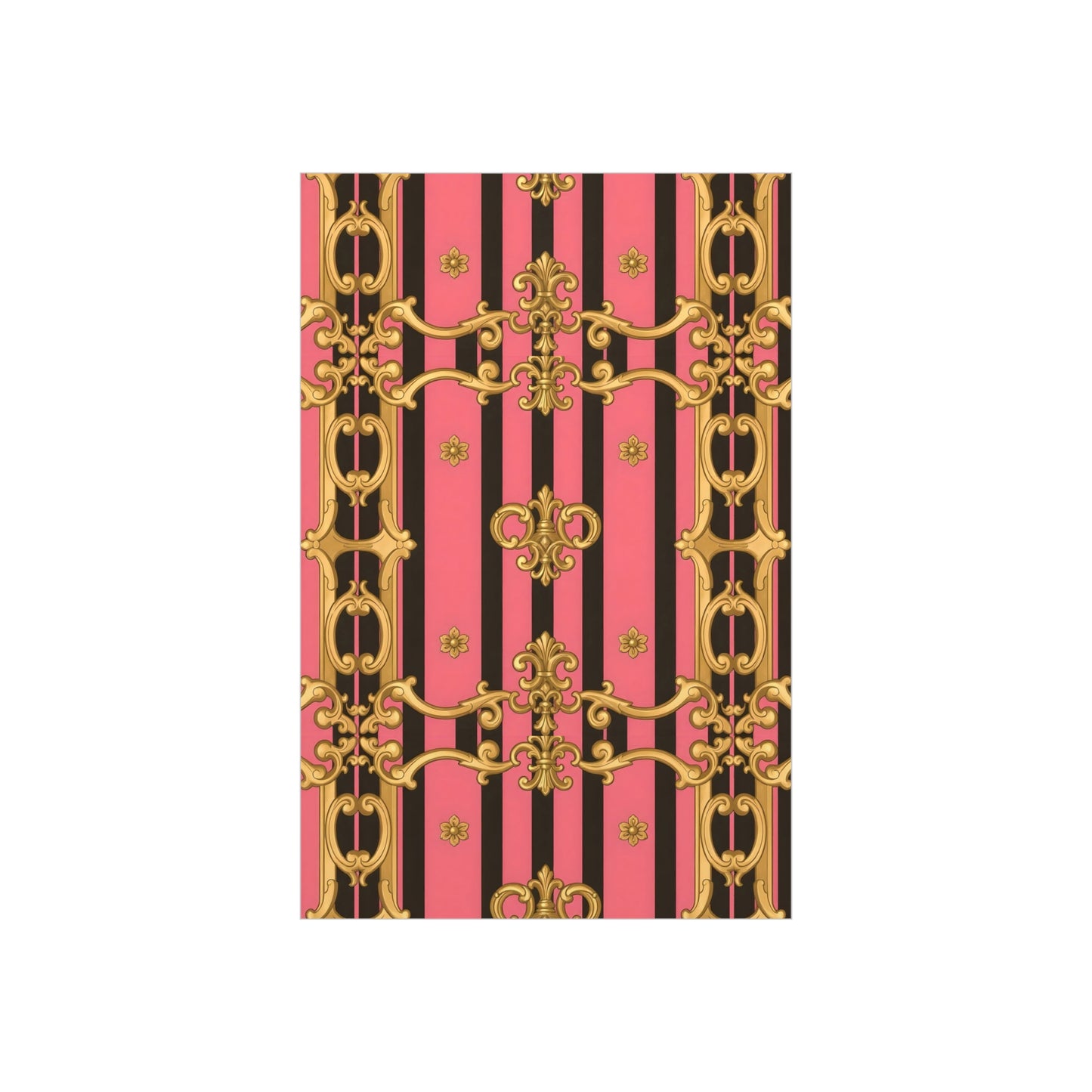 Elegant Decorative Foam Board - Chic Wall Decor, Glam Home Art, Stylish Backdrop, Gift for Her - Pink & Black Striped Gold Baroque