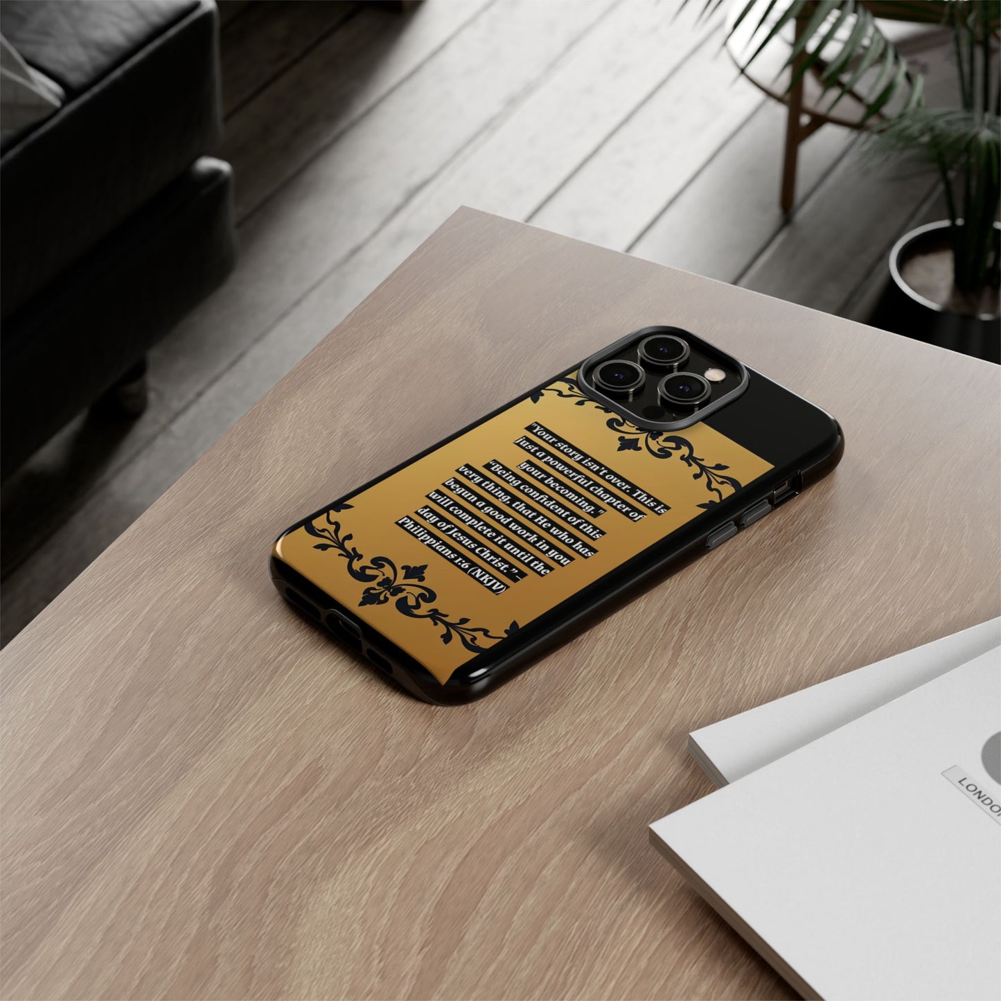 Elegant Floral Motif Phone Case - Tough Cases with Vintage Design - "Your story isn't over"