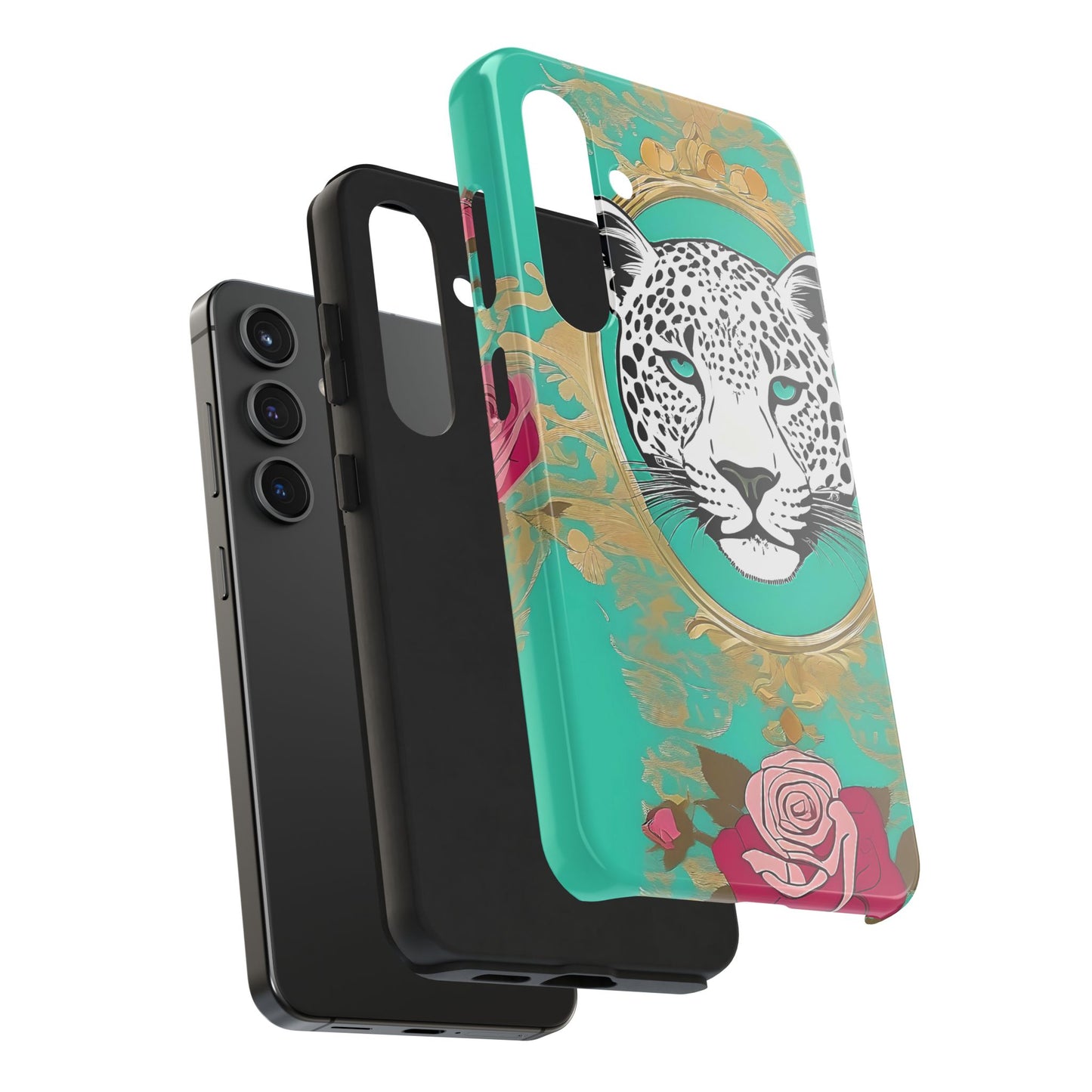 Leopard Tough Phone Case - Trendy Floral Design for Animal Lovers - Leopard & Rose