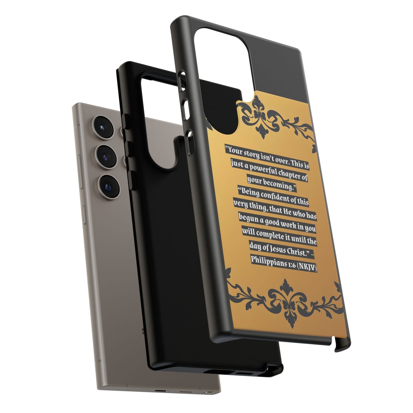 Elegant Floral Motif Phone Case - Tough Cases with Vintage Design - "Your story isn't over"