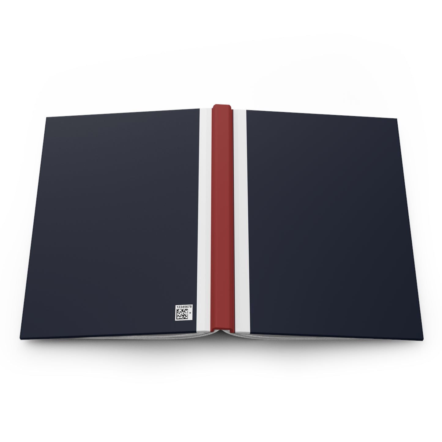Lunar Midnight & Red-White Striped Elegant Matte Hardcover Journal for Thoughtful Writing, Personalized Gift, Diary, Notebook, Planner, Sketchbook