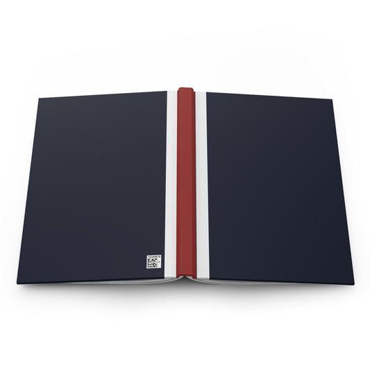 Lunar Midnight & Red-White Striped Elegant Matte Hardcover Journal for Thoughtful Writing, Personalized Gift, Diary, Notebook, Planner, Sketchbook
