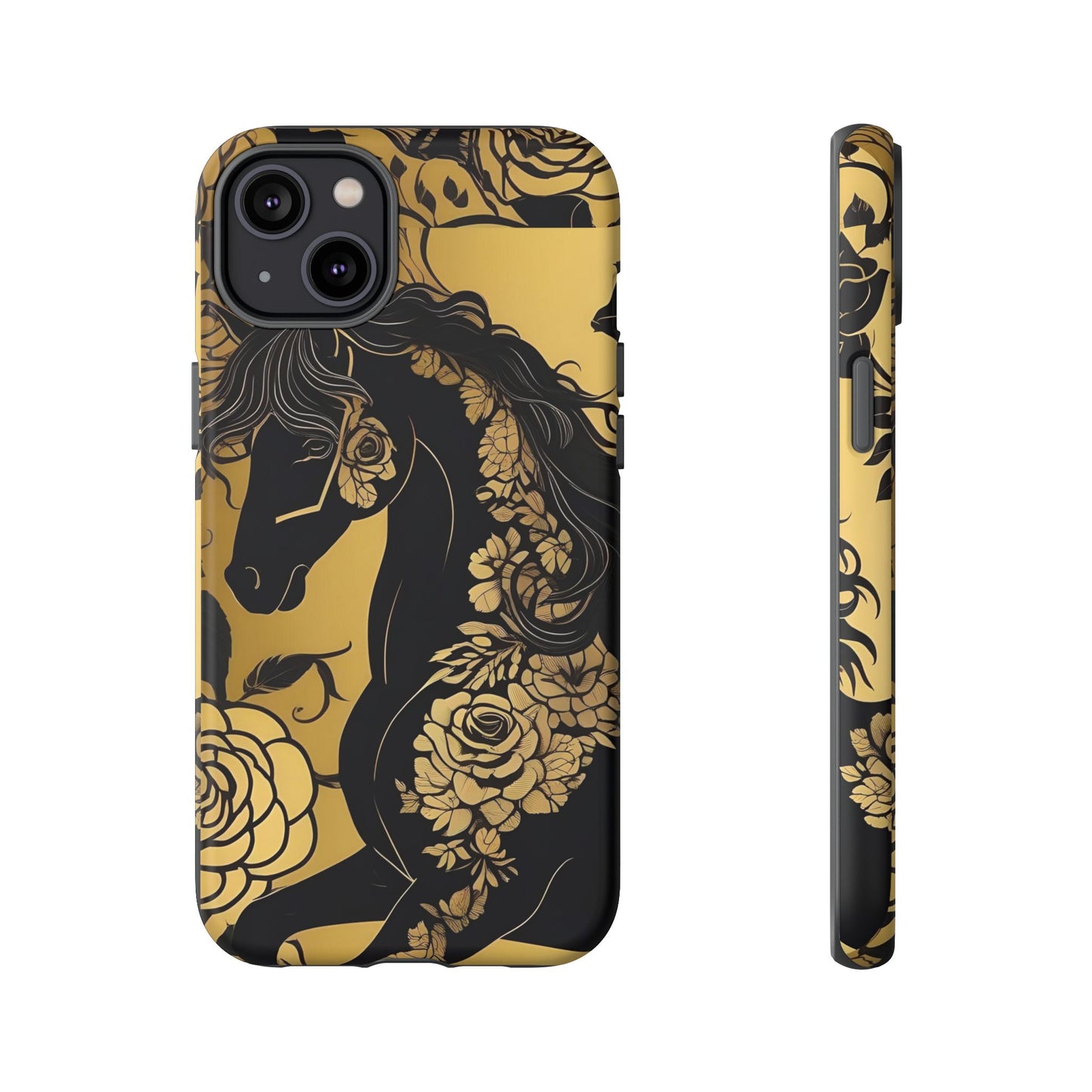 Phone Case - Elegant Horse & Roses Design