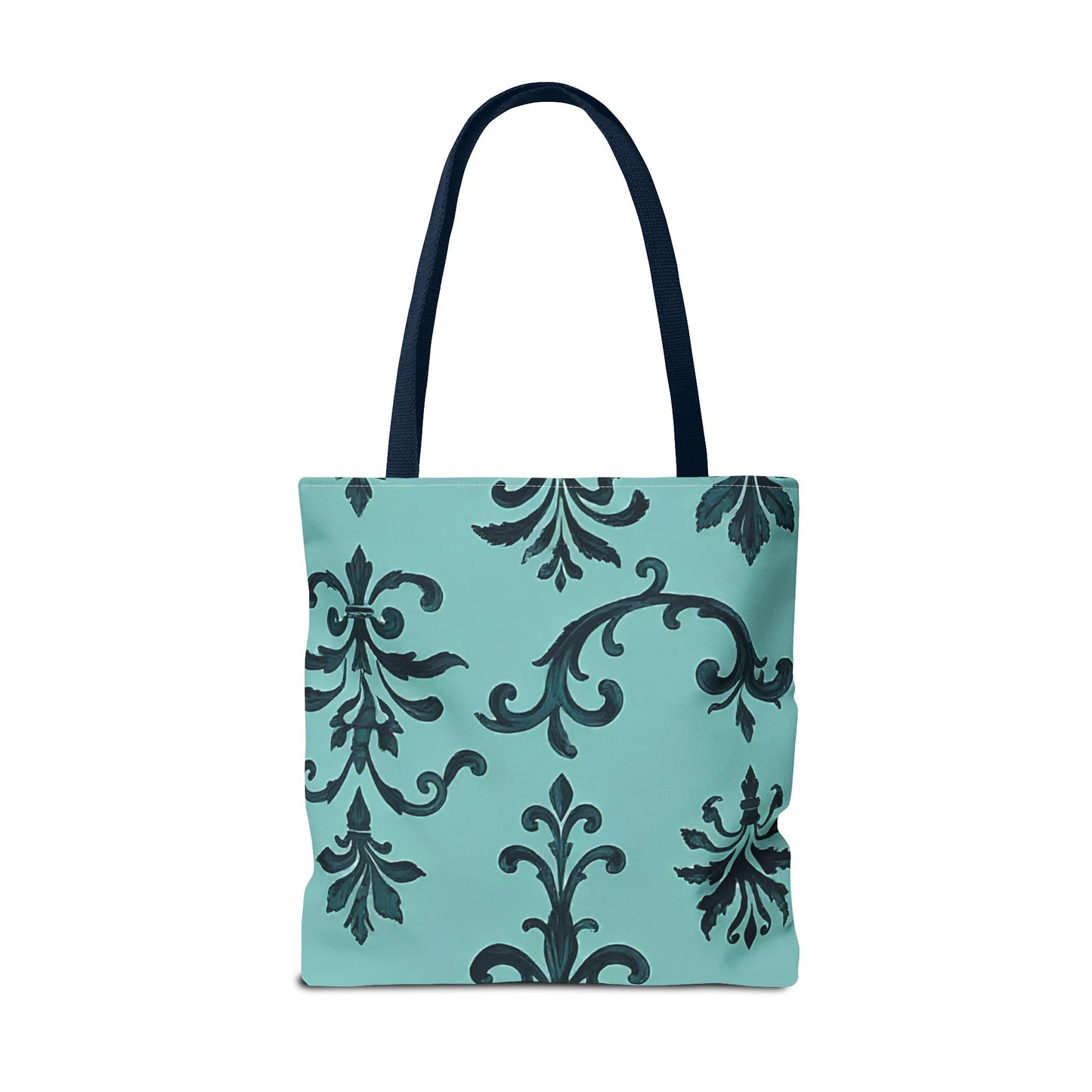 Chic Floral Tote Bag – Stylish Canvas Shopper, Gift for Her, Birthday Present, Everyday Use, Eco-Friendly, Floral Print - Teal Striped Rococo