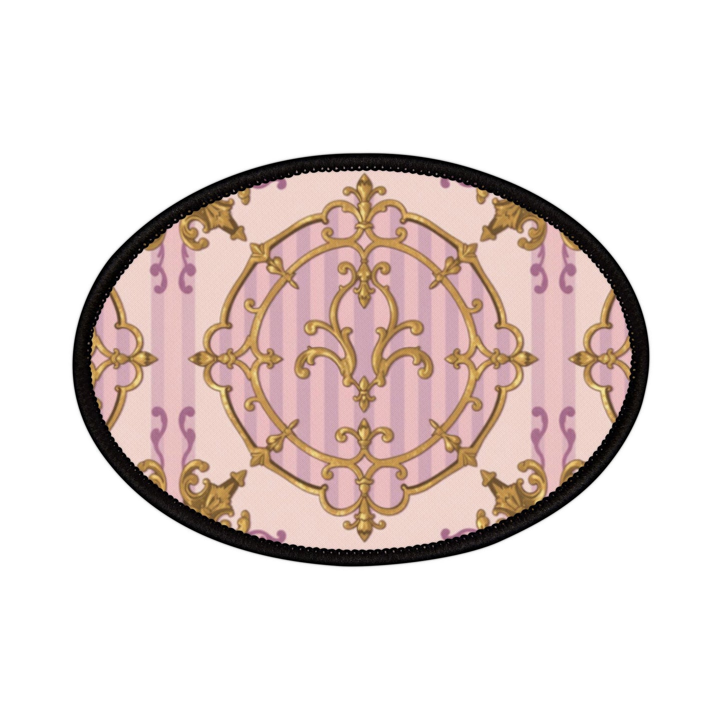 Decorative Lavender & Alabaster Striped Gold Baroque Iron-On Patches for Customizing Jackets, Bags, and More - Perfect for DIY Projects, Gifts