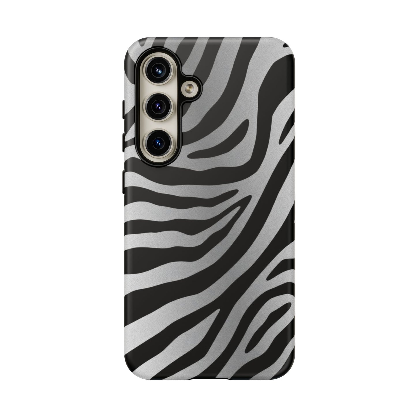 Zebra Print Tough Phone Case - Silver