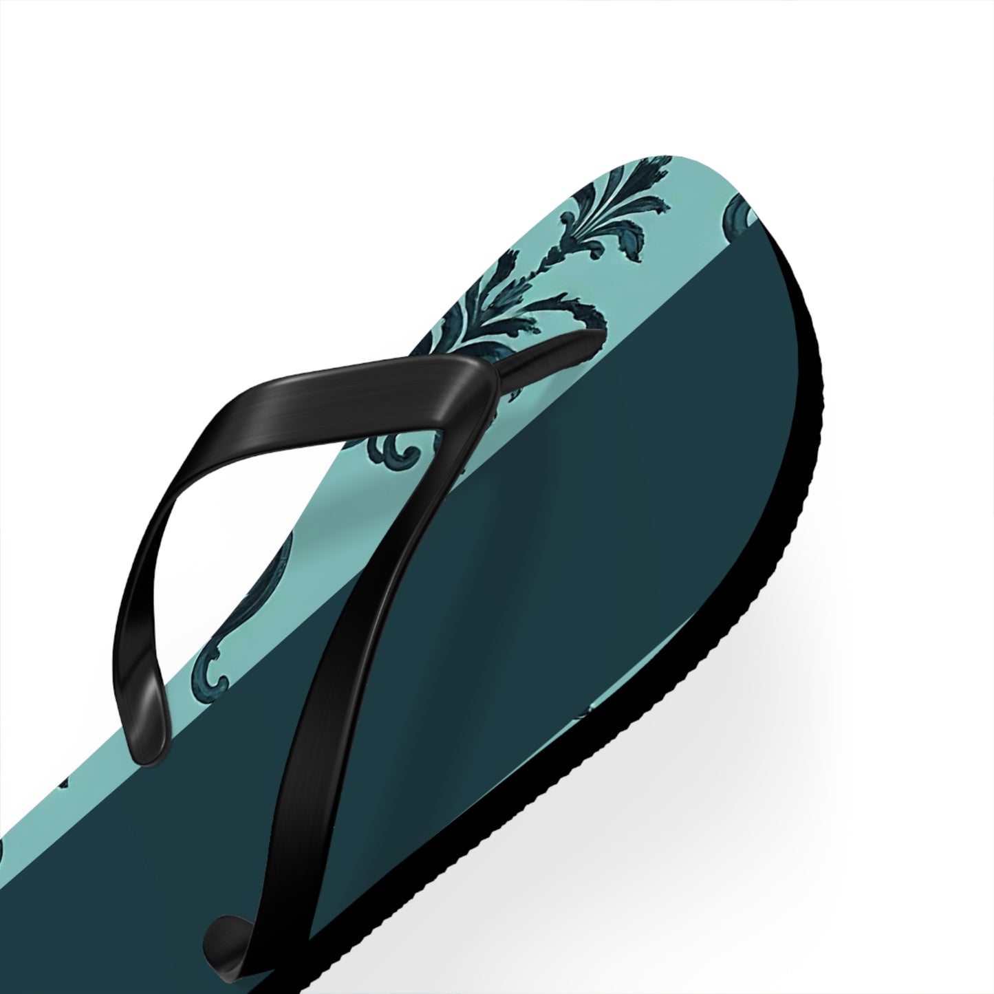Chic Vintage-Inspired Flip Flops | Summer Footwear, Beach Essentials, Stylish Sandals, Vacation Ready, Gift for Her - Teal Striped Rococo