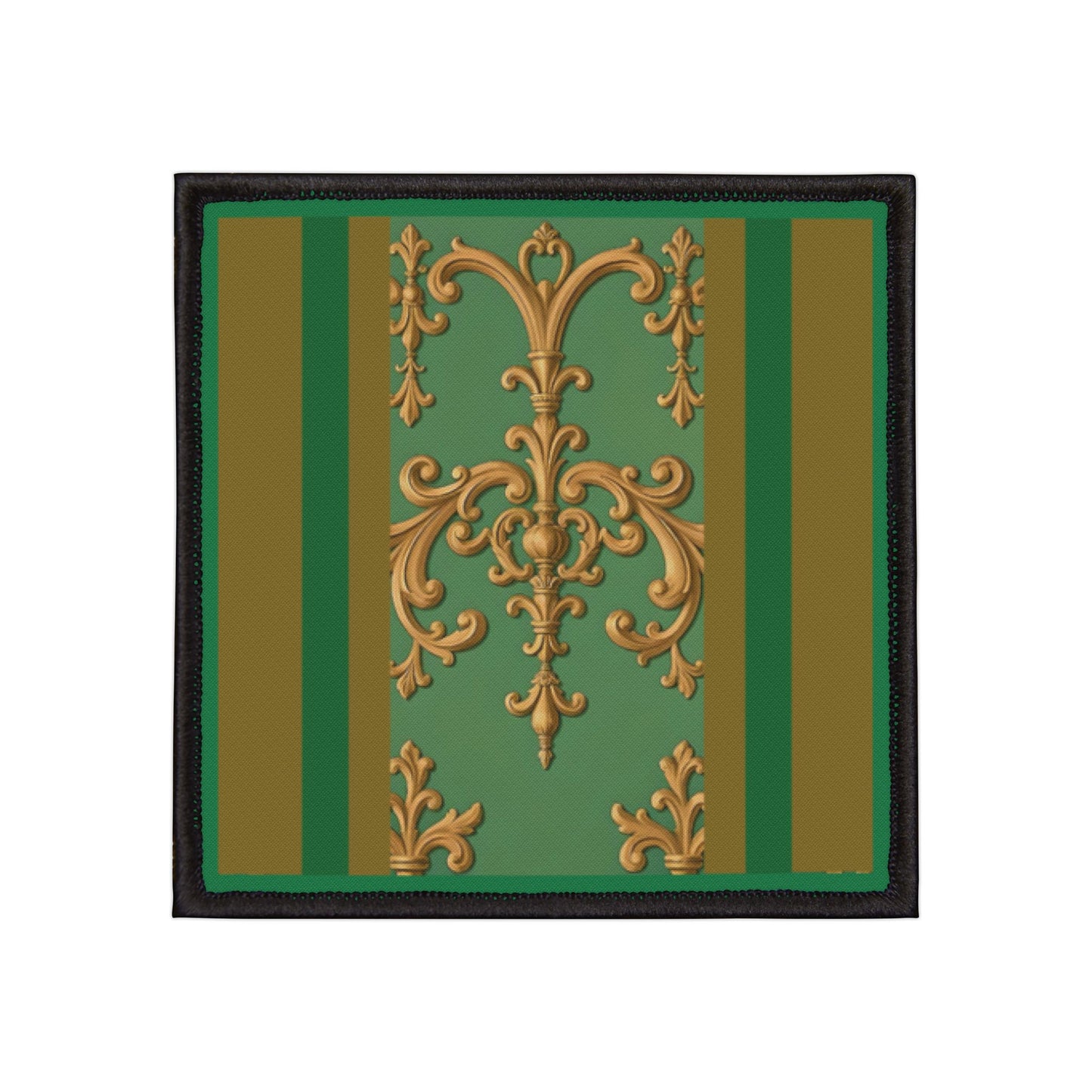 Vintage Floral Iron-On Patches | DIY Crafts, Upcycled Fashion, Jacket Embellishments, Gift for Crafters - Olive Green Striped Rococo