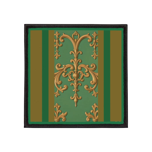Vintage Floral Iron-On Patches | DIY Crafts, Upcycled Fashion, Jacket Embellishments, Gift for Crafters - Olive Green Striped Rococo