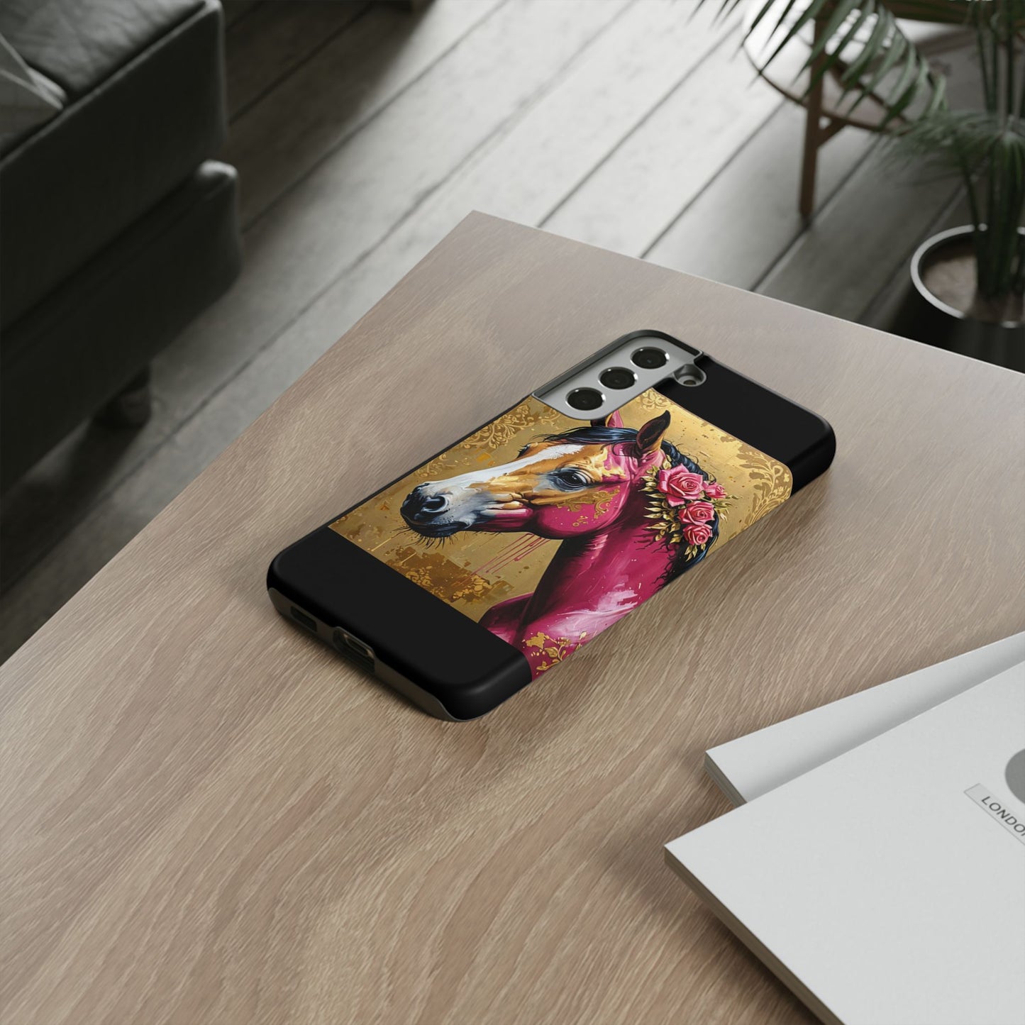 Phone Case - Elegant Horse Damask Design