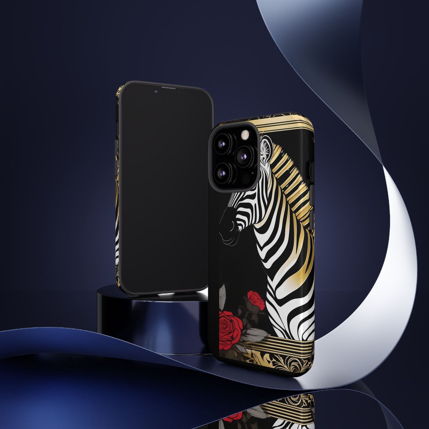 Phone Case - Elegant Zebra & Roses Design