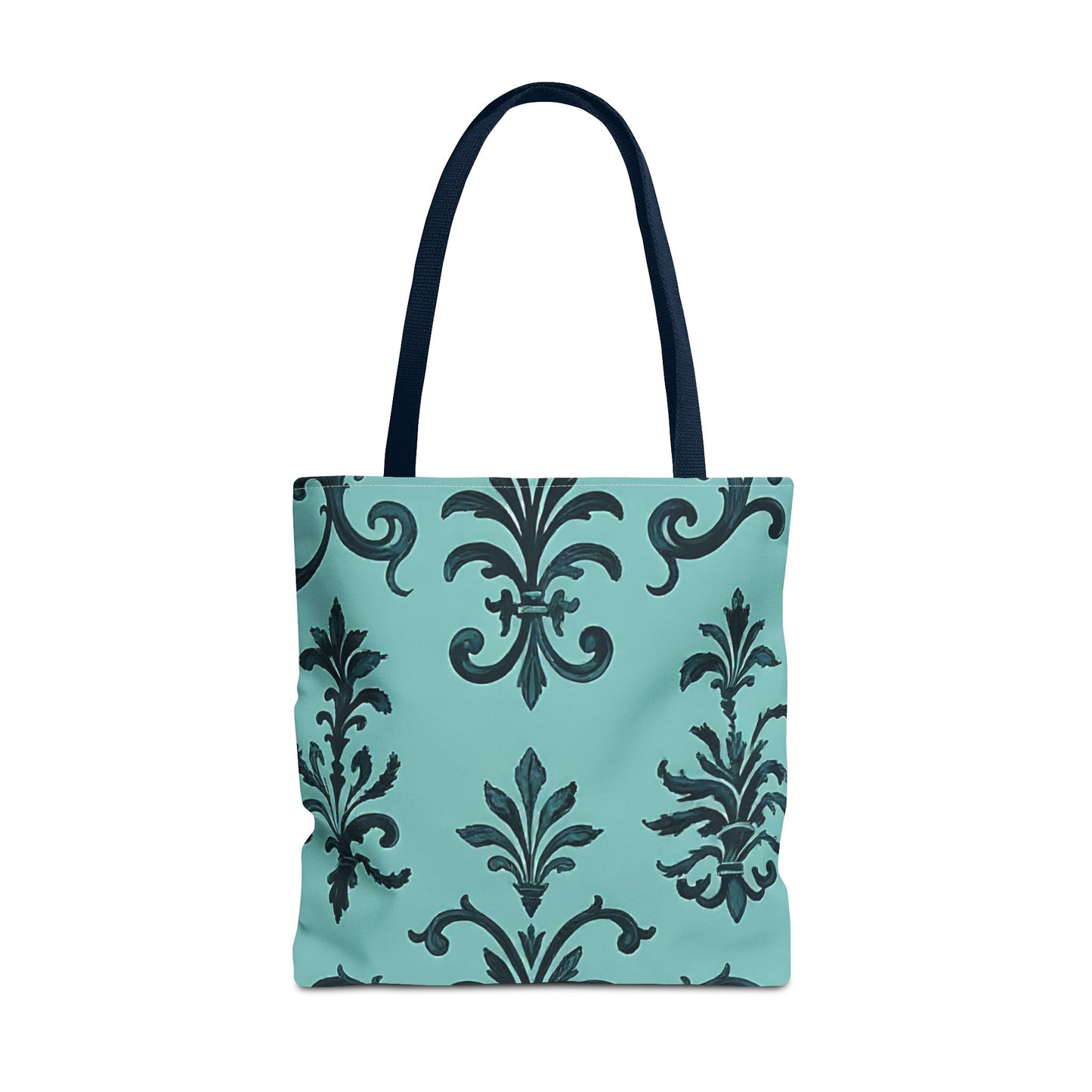 Chic Floral Tote Bag – Stylish Canvas Shopper, Gift for Her, Birthday Present, Everyday Use, Eco-Friendly, Floral Print - Teal Striped Rococo