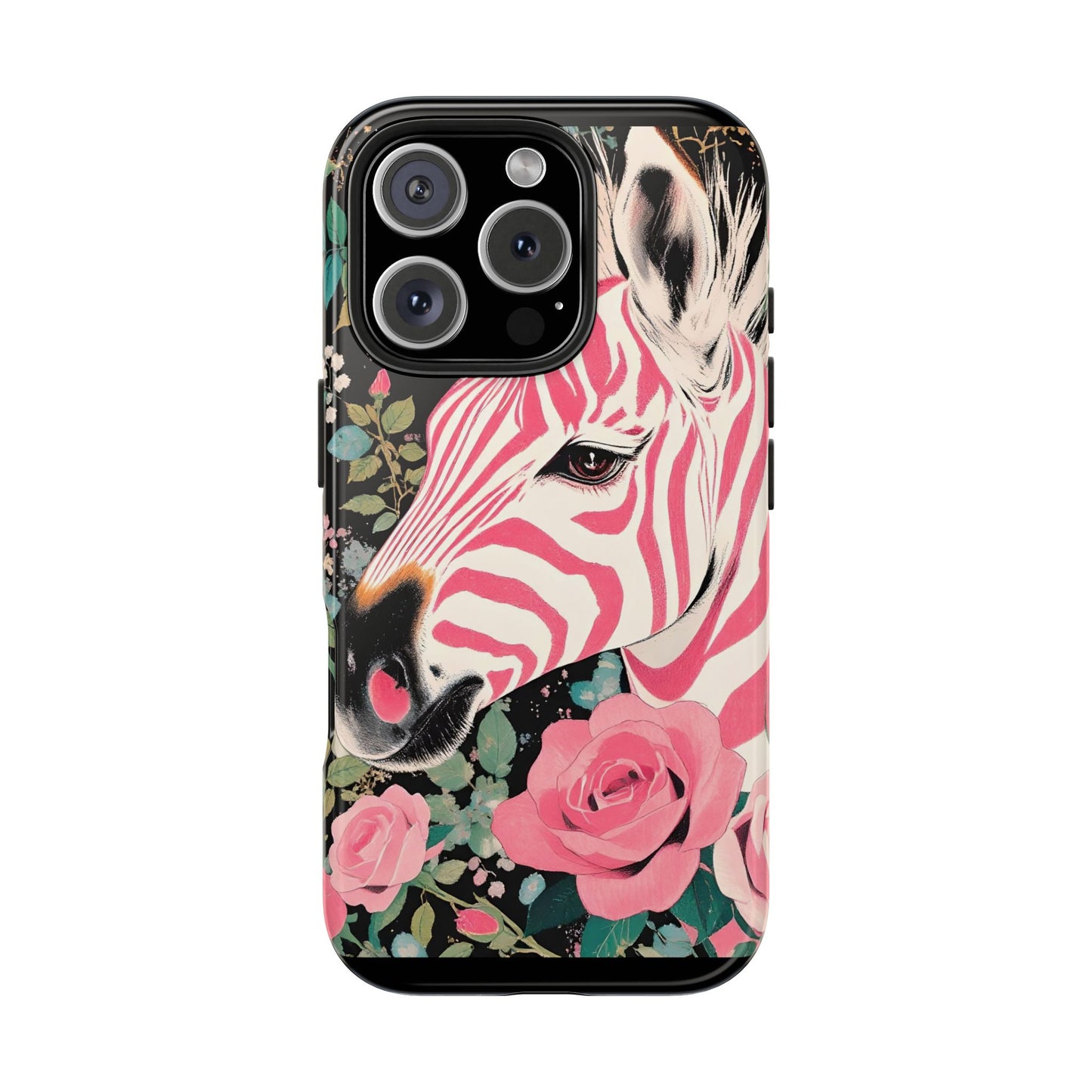 Pink Zebra Tough Phone Case - Trendy Floral Design for Animal Lovers