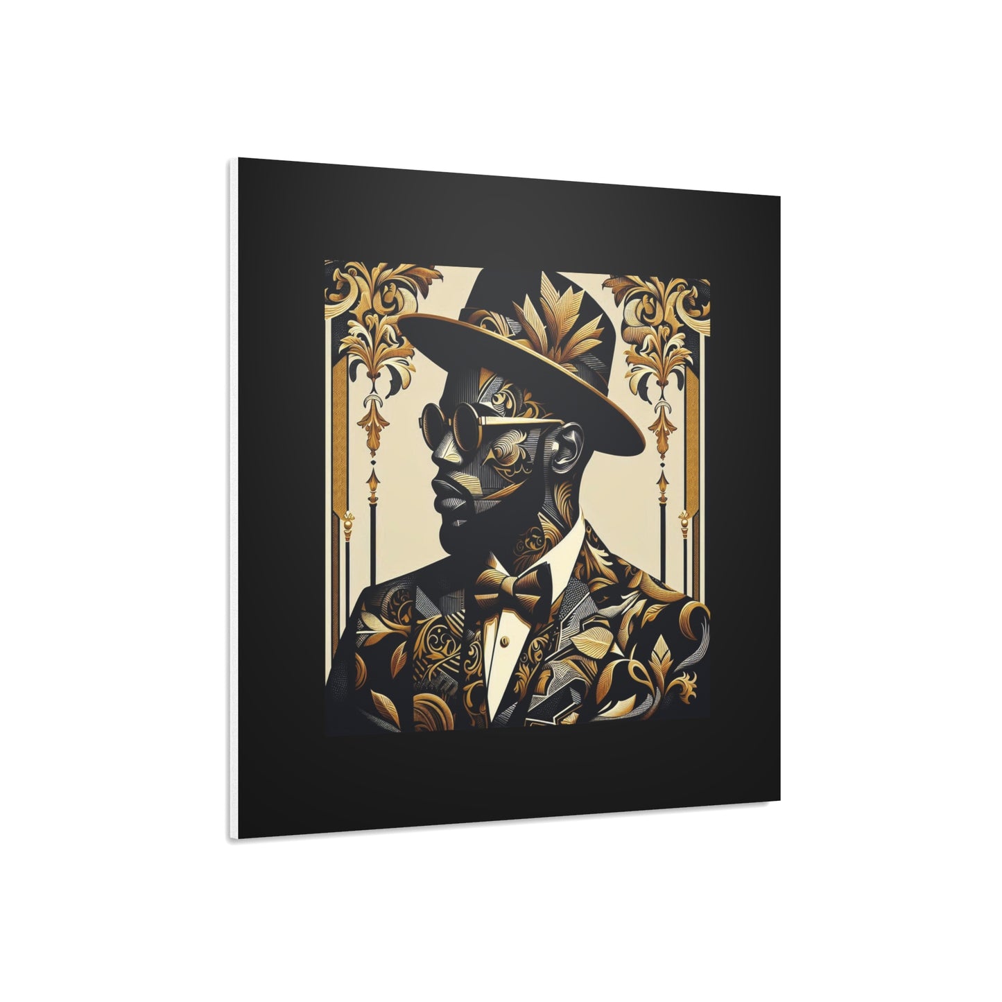 Stylish Foam Board Art, Elegant Wall Decor, Home Office Decoration, Modern Portraits, Unique Gifts for Art Lovers - Damask Man in Black & Gold