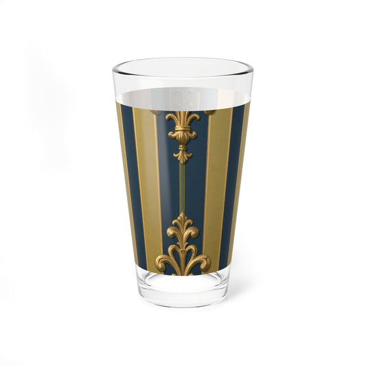 Elegant Midnight Blue & Olive Striped Gold Baroque Vintage Mixing Glass - 16oz Cocktail Cup, Perfect for Parties, Weddings, Home Bars