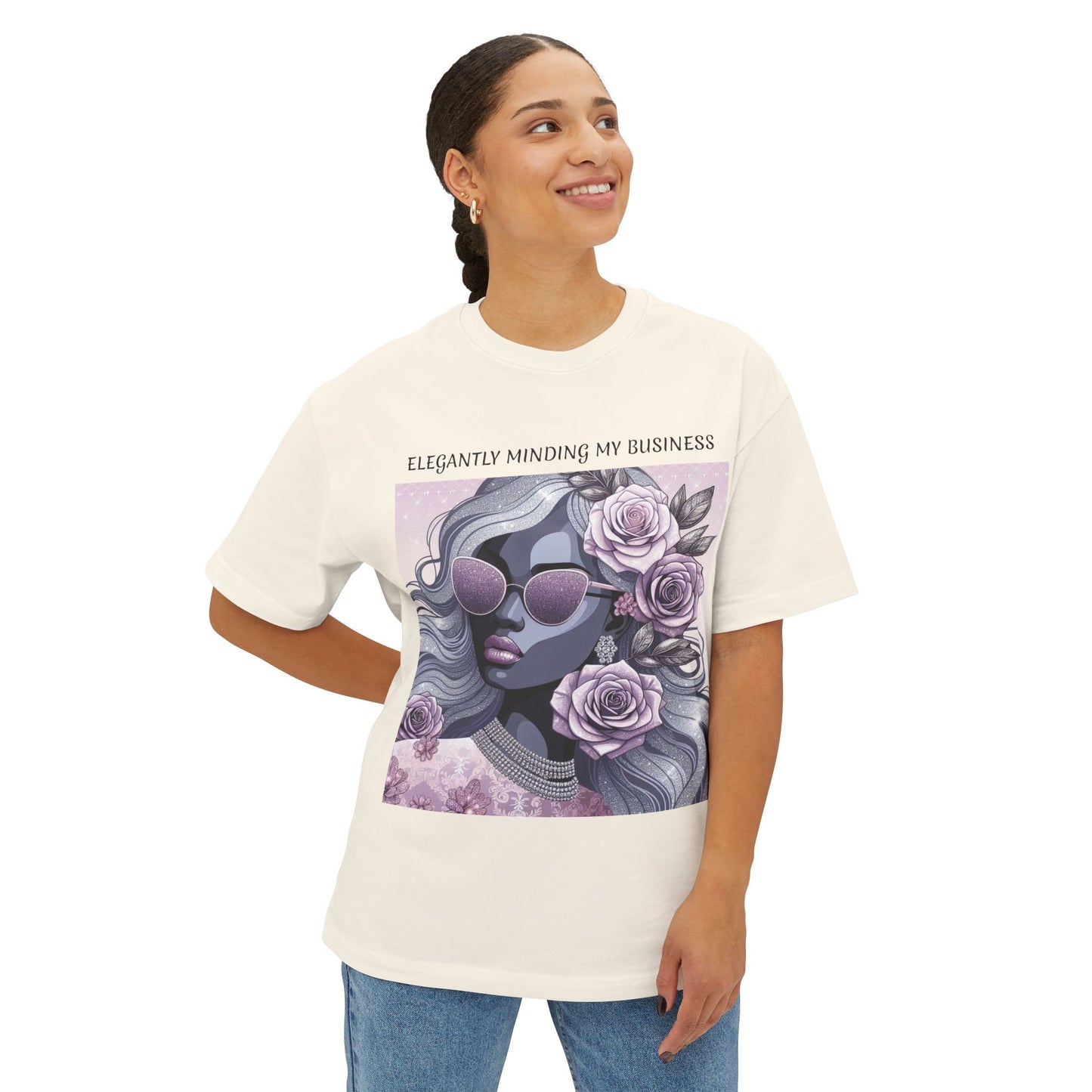 Elegantly Minding My Business Oversized Boxy Tee