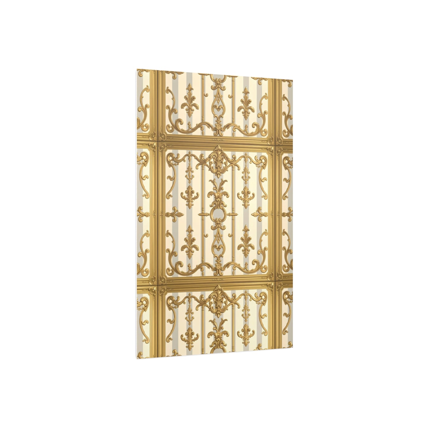 Elegant Ornate Foam Board Art - Luxury Wall Décor, Home Decoration, Versatile Display Board - Matte Gray & Cream Striped Gold Baroque