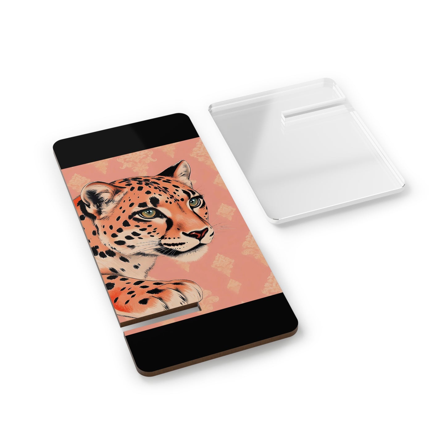 Elegant Floral Motif Smartphone Display Stand - Leopard & Damask - Decorative Mobile Holder