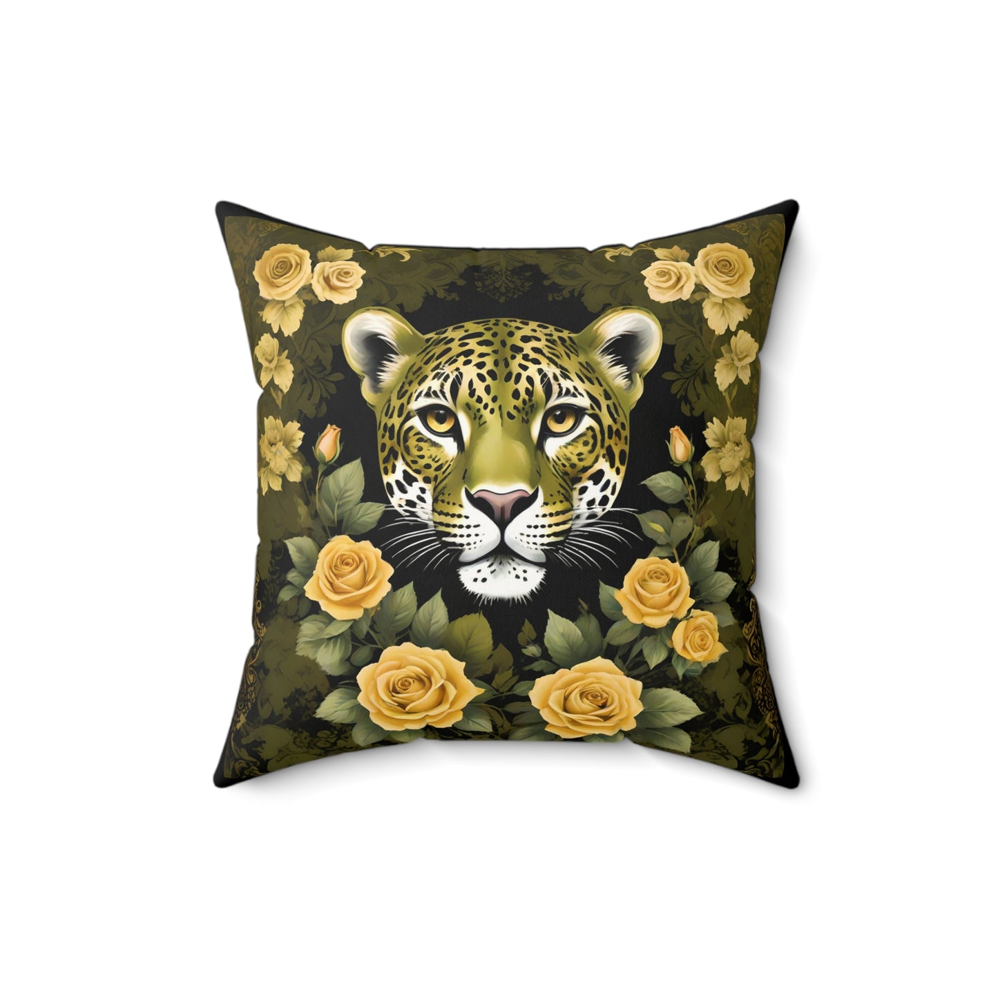 Elegance Leopard Floral Pillow - Olive Leopard