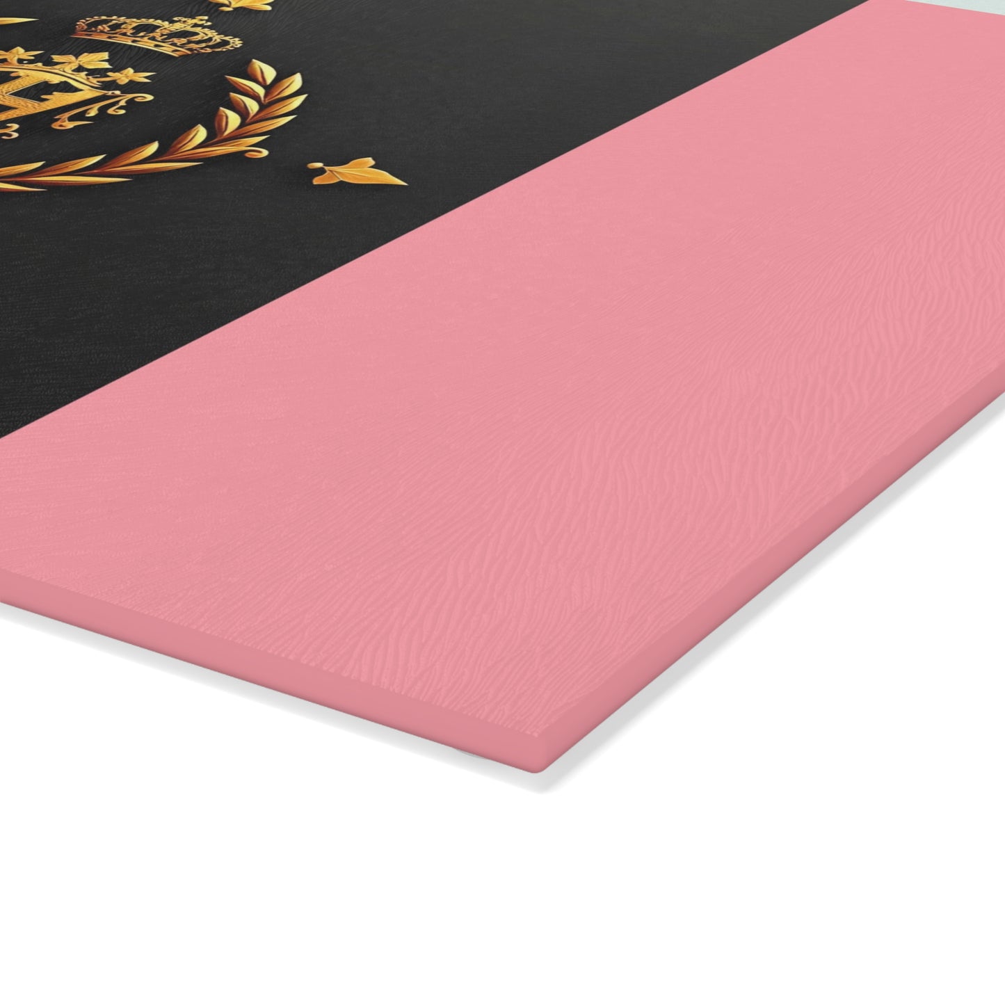 Elegant Monogrammed Glass Cutting Board | Modern Kitchen Decor, Unique Wedding Gift, Housewarming Present - Pink Striped Gold Crest