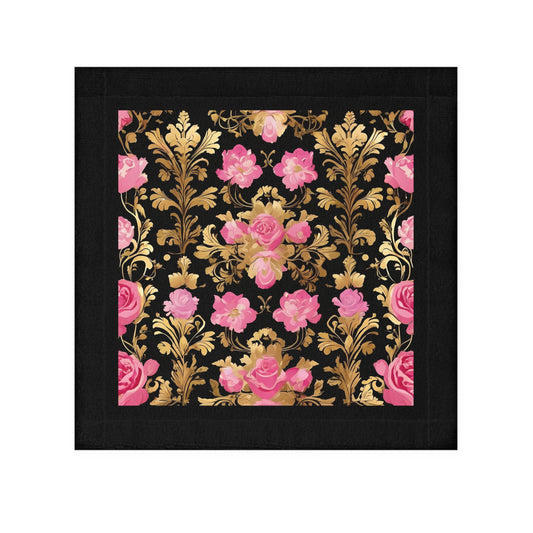 Elegant Vintage Face Towel – Luxurious Gold Pattern for Home & Spa - Pink & Gold Roses