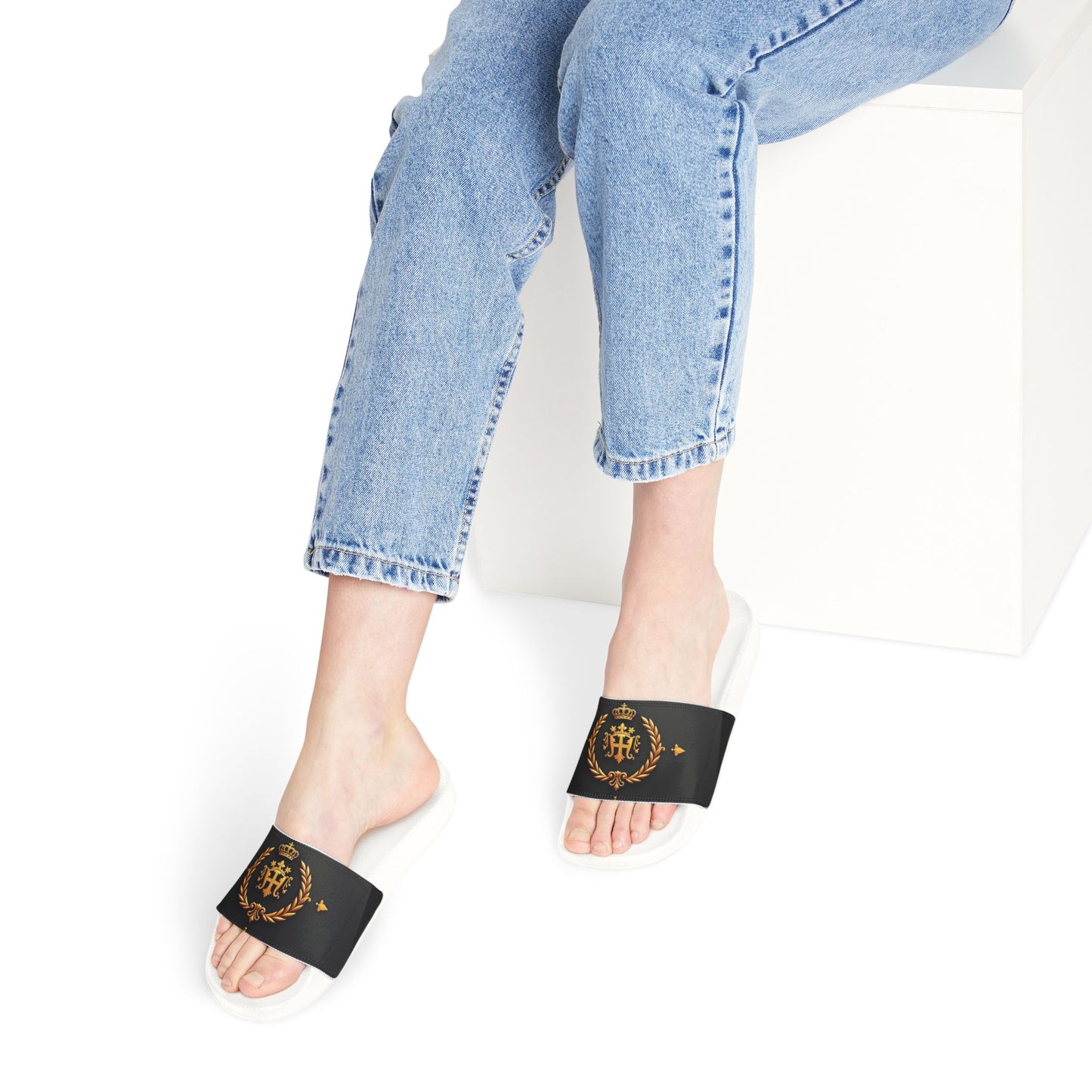 Chic Women's Slide Sandals with Removable Straps | Customizable Summer Footwear, Vacation Sandals, Poolside Slip-Ons - Gold Crest
