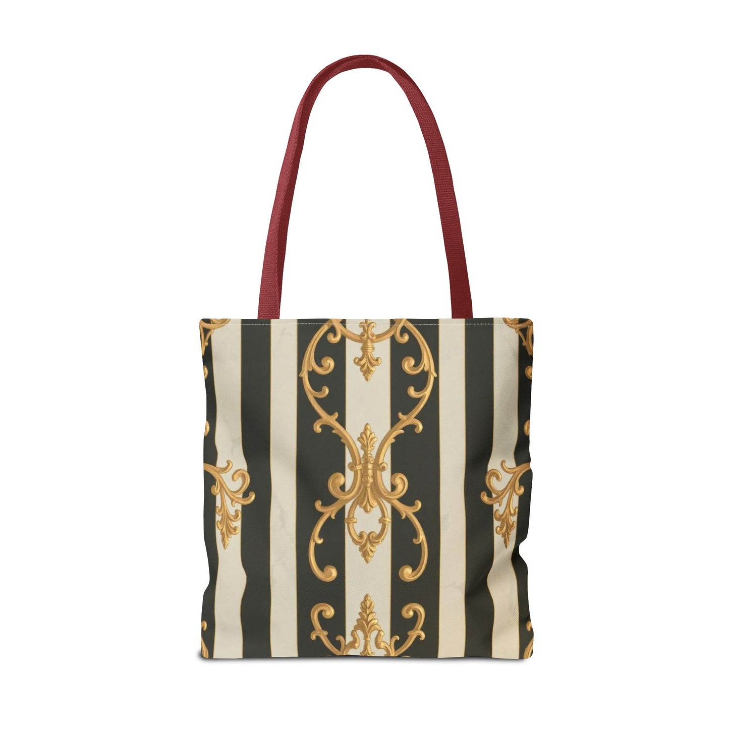 Elegant Black & Alabaster Striped Baroque Tote Bag, Stylish Shopping Bag, Fashion Accessory, Gift for Her, Reusable Bag, Perfect for Events