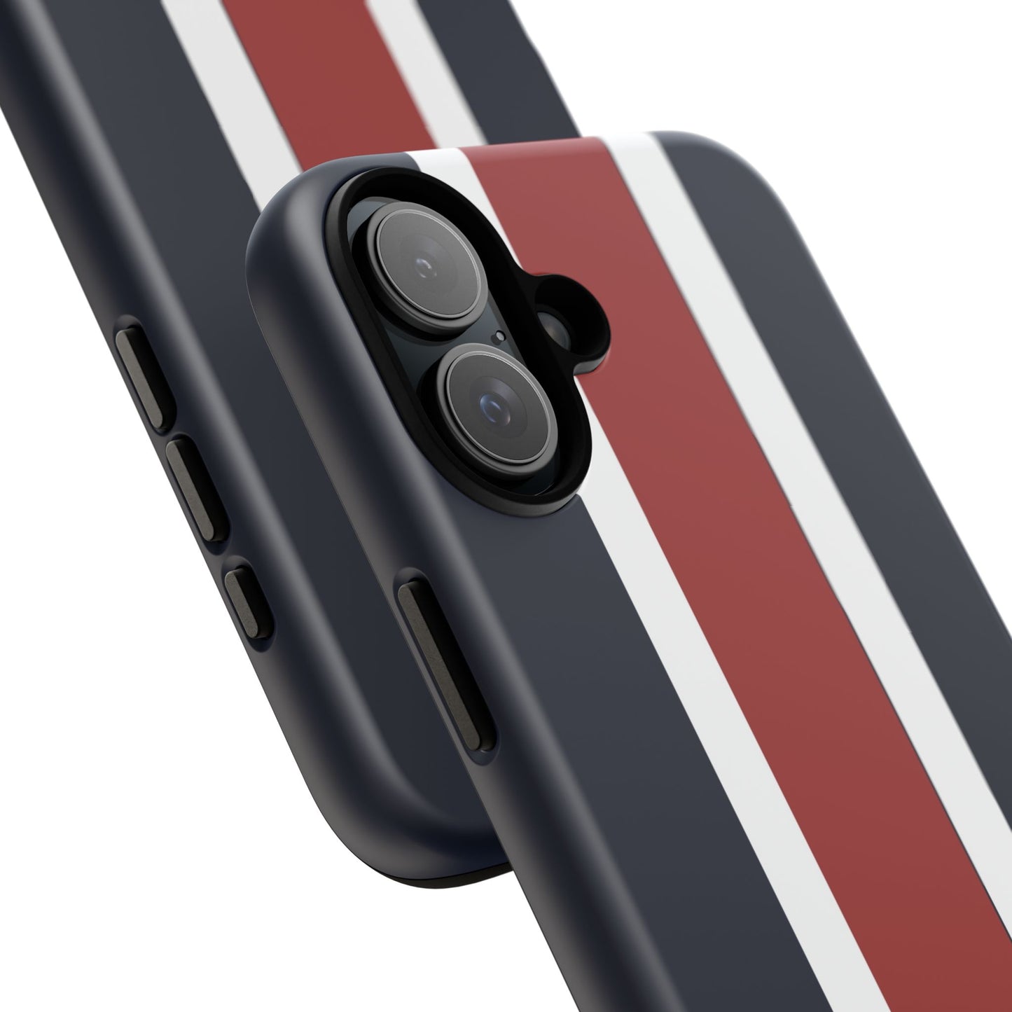 Lunar Midnight & Red-White Striped Stylish Phone Case - Tough Cases, Custom iPhone Cover, Sleek Phone Accessories, Gifts for Him/Her