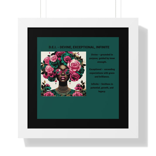 Empowering Framed Poster | Inspiring Wall Art | Home Decor | Gift for Her | Motivational Decor | Divine, Exceptional, Infinite