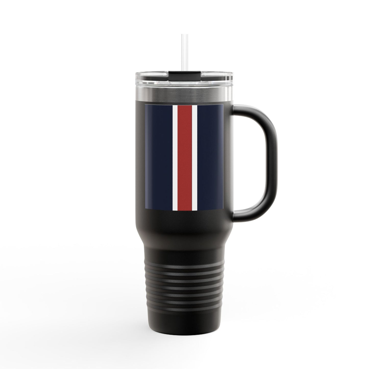 Lunar Midnight & Red-White Striped Stylish Insulated Travel Mug - Perfect for Adventure Seekers | 40oz Hot & Cold Beverage Container