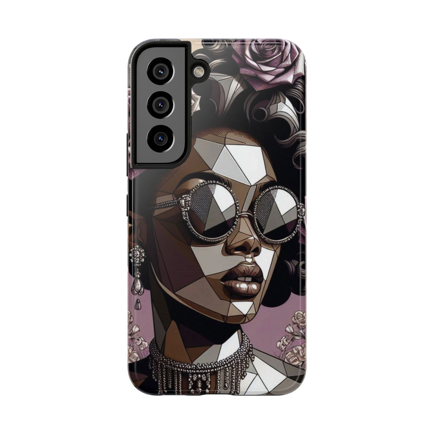 Chic Geometric Phone Case, Stylish Tough Case for Women, Unique Gift, Floral Design, Modern Accessories for Everyday Use - Lilac Baroque Lady