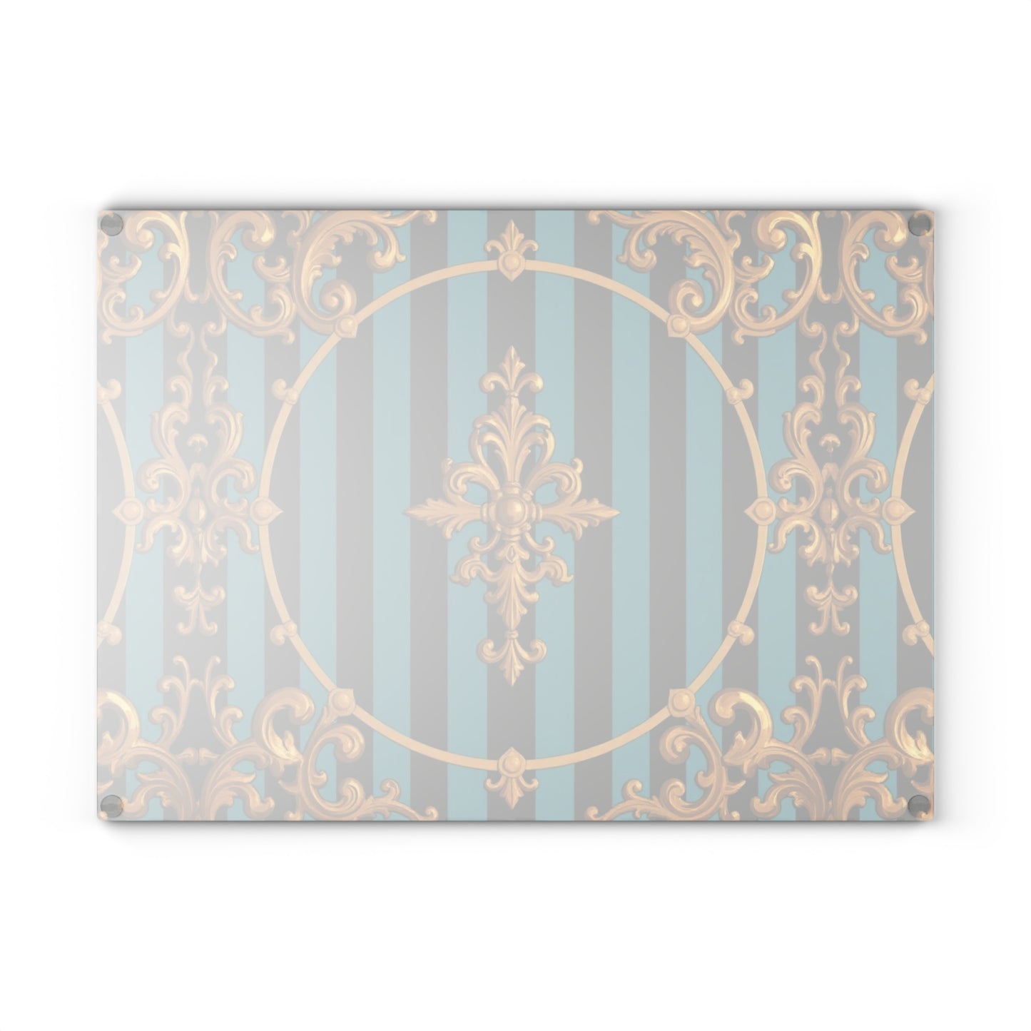 Elegant Turquoise & Black Striped Gold Baroque Decorative Glass Cutting Board | Kitchen Decor, Wedding Gift, Home Cook, Housewarming Gift