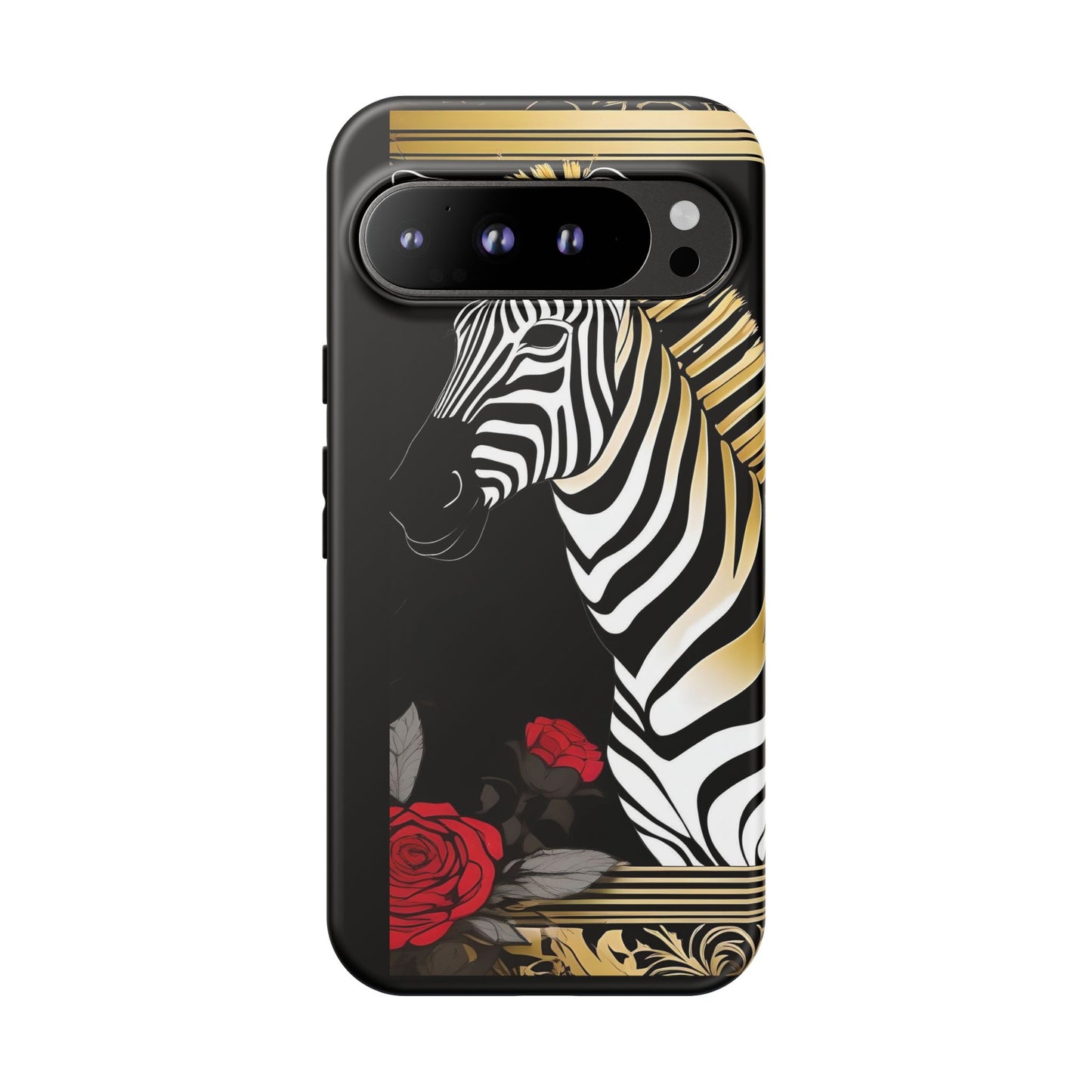 Phone Case - Elegant Zebra & Roses Design