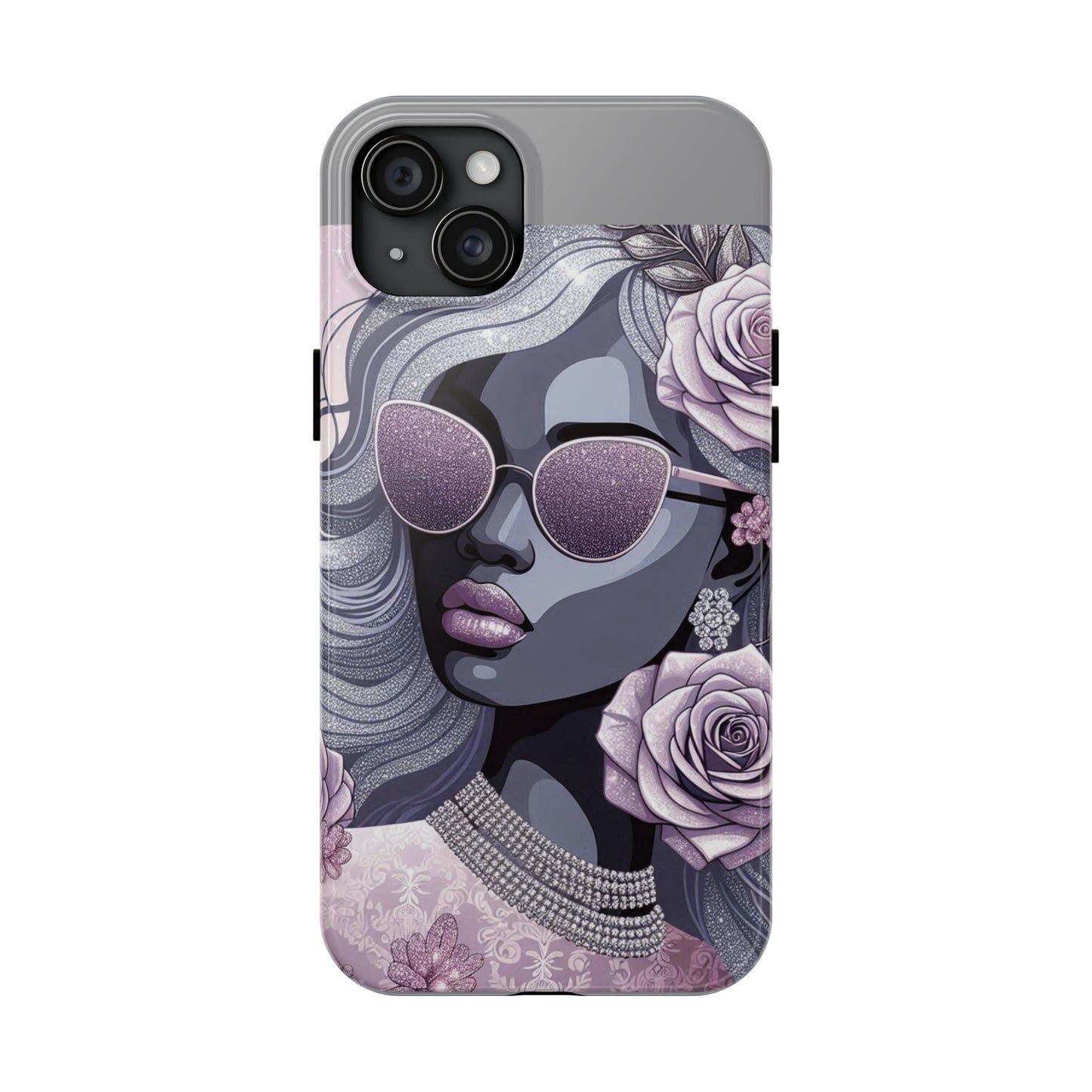 Glamorous Floral Tough Phone Case - Chic Protection for Trendsetters - Lilac & Lavender