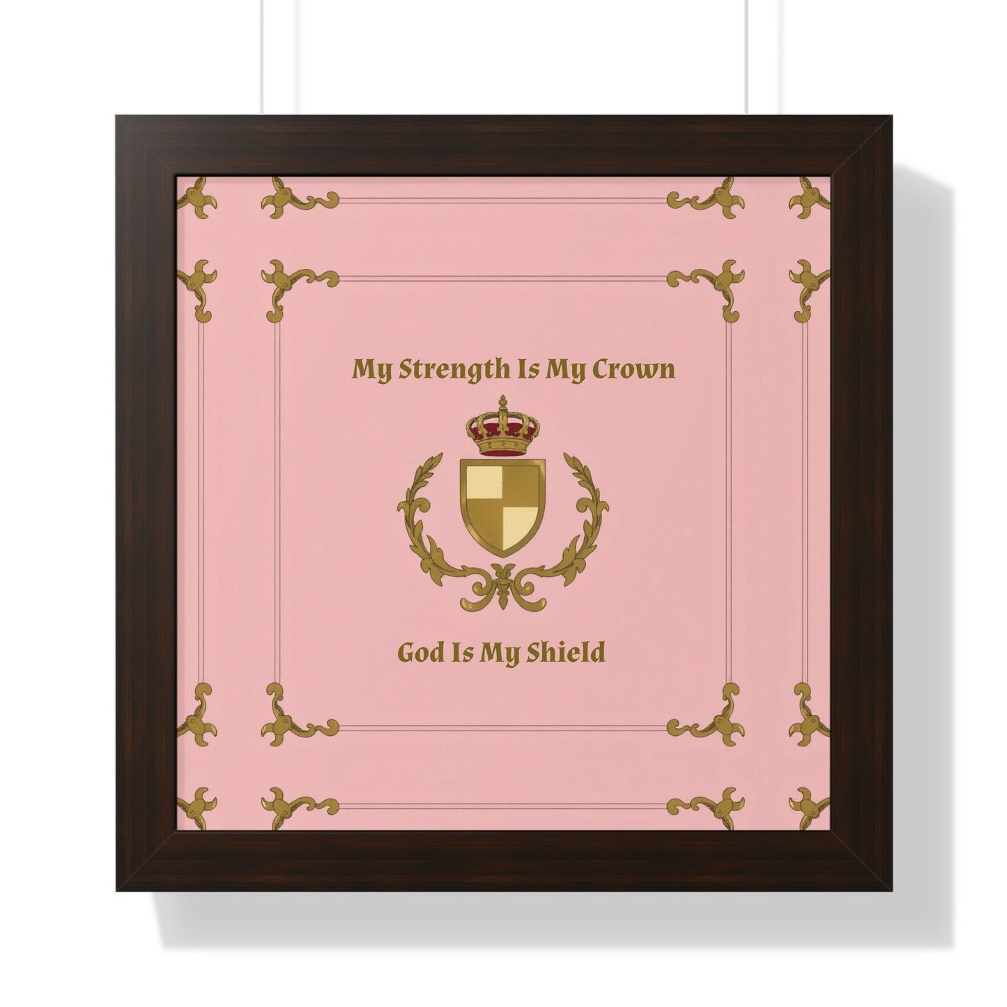 Crest & Crown Spiritual Quote Empowering Framed Poster, Inspirational Wall Art, Crown Design, Home Decor, Motivational Gift, Bible Verse Decoration