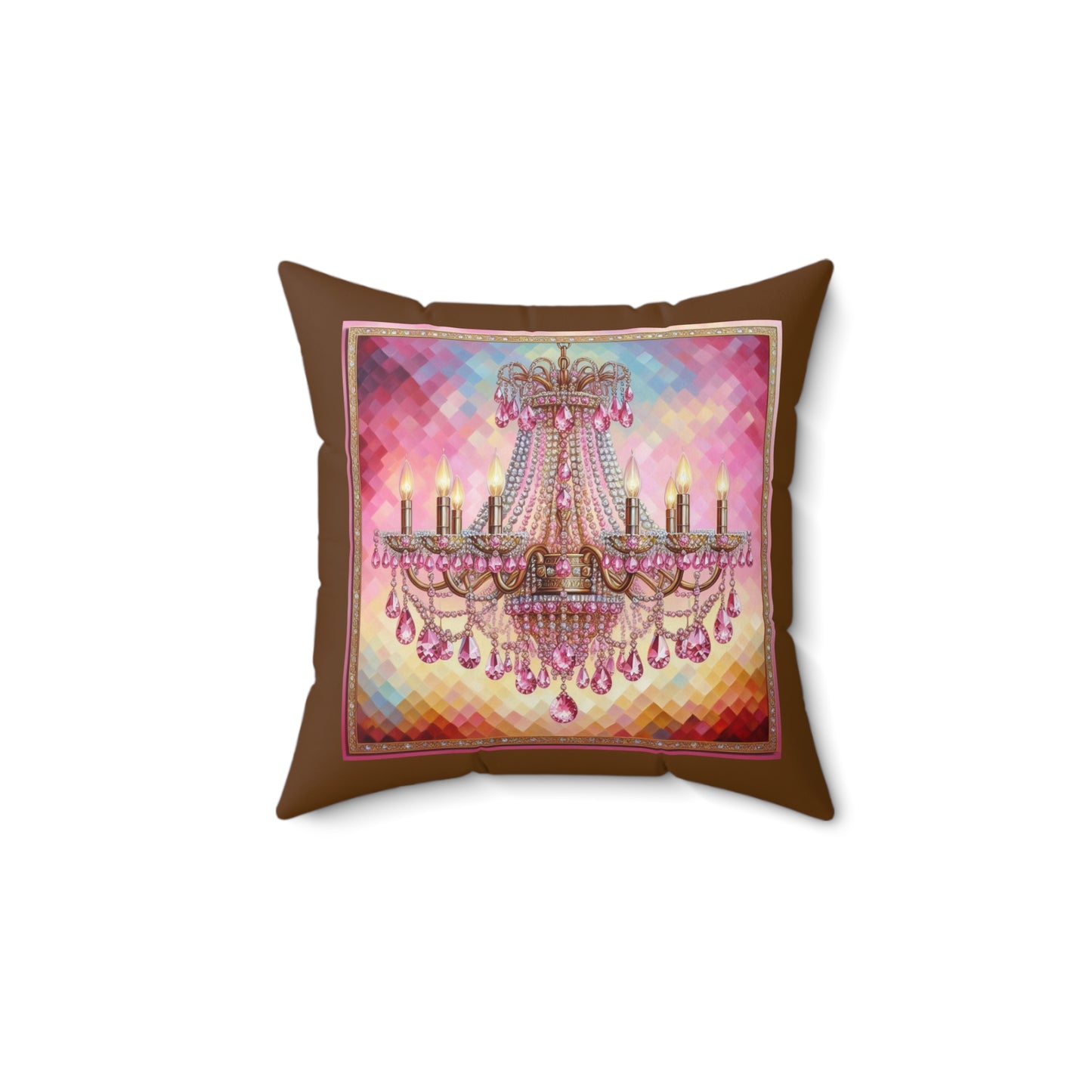 Chic Chandelier Pillow, Decorative Home Decor, Pillow for Living Room, Luxury Accent Pillow, Gift for Housewarming, Pink Chandelier Art