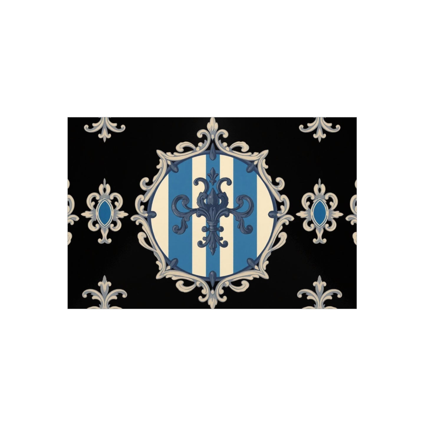 Elegant Blue & Alabaster Striped Baroque Decorative Foam Board Art, Home Decor Wall Display, Unique Gift for Housewarming, Event Decorations