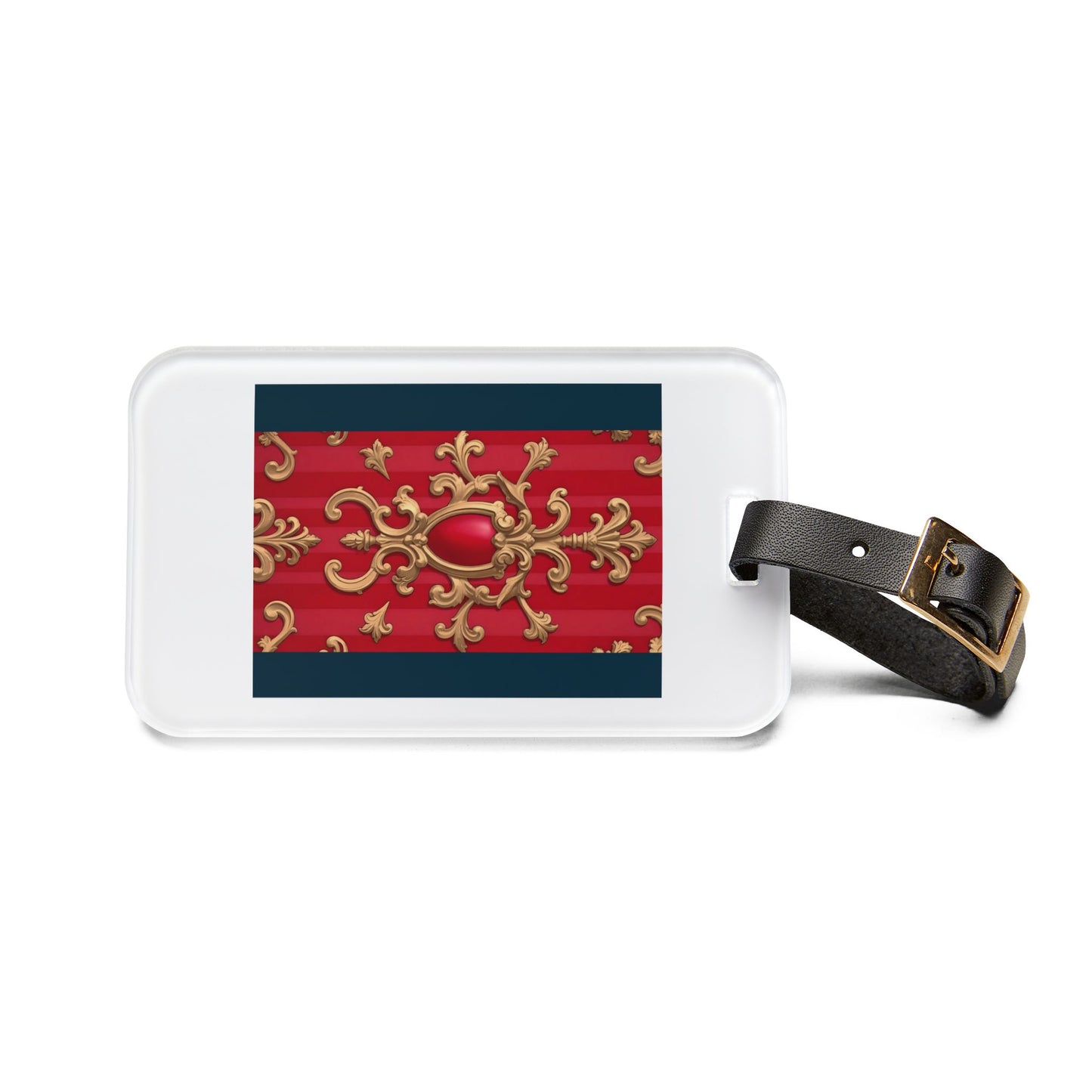 Stylish Luggage Tag, Travel Accessory, Personalized Luggage ID, Gift for Travelers, Vacation Essentials - Blue, Red & White Striped Baroque