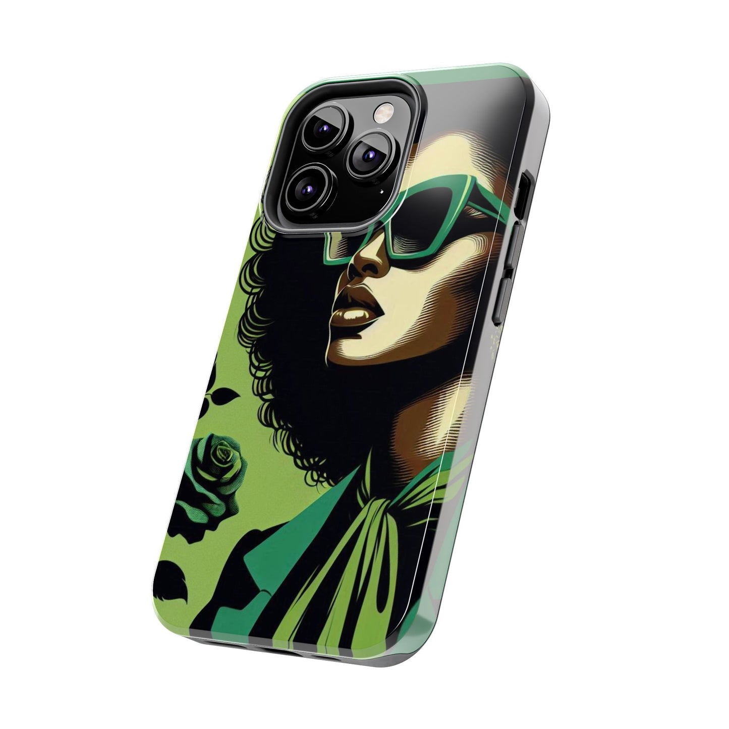 Chic Tough Phone Case | Artistic Green & Black Design | Phone Protection, Gift for Her, Stylish Accessory, Trendy Tech - Lady in Green