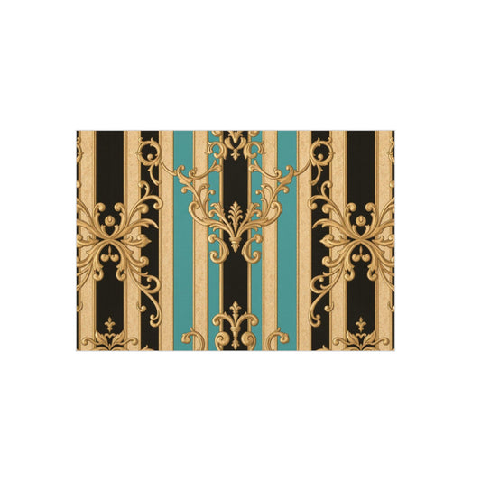Decorative Black, Tan & Ocean Green Striped Gold Baroque Foam Board, Elegant Wall Art, Home Decor, Vintage Inspired, Party Decoration