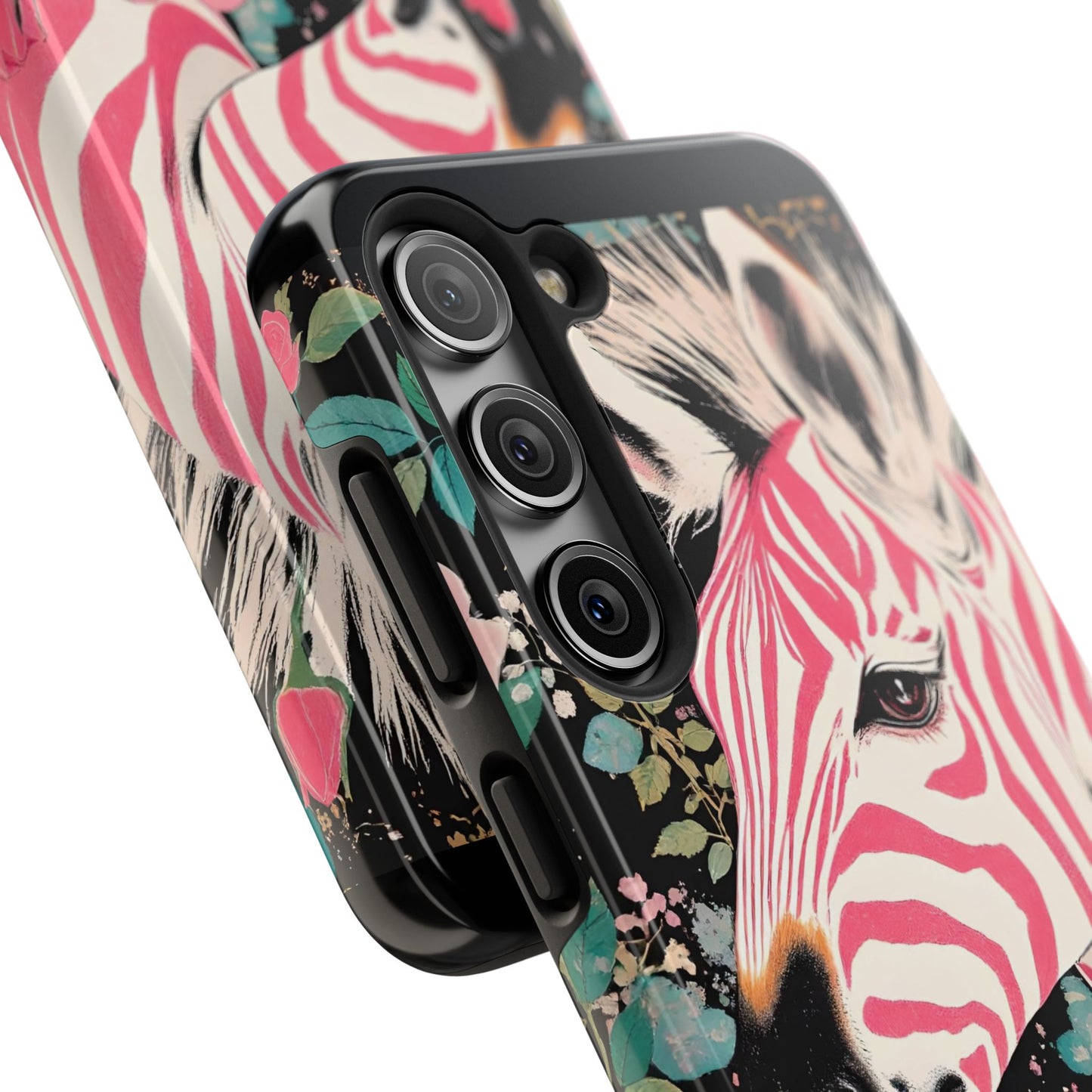 Pink Zebra Tough Phone Case - Trendy Floral Design for Animal Lovers