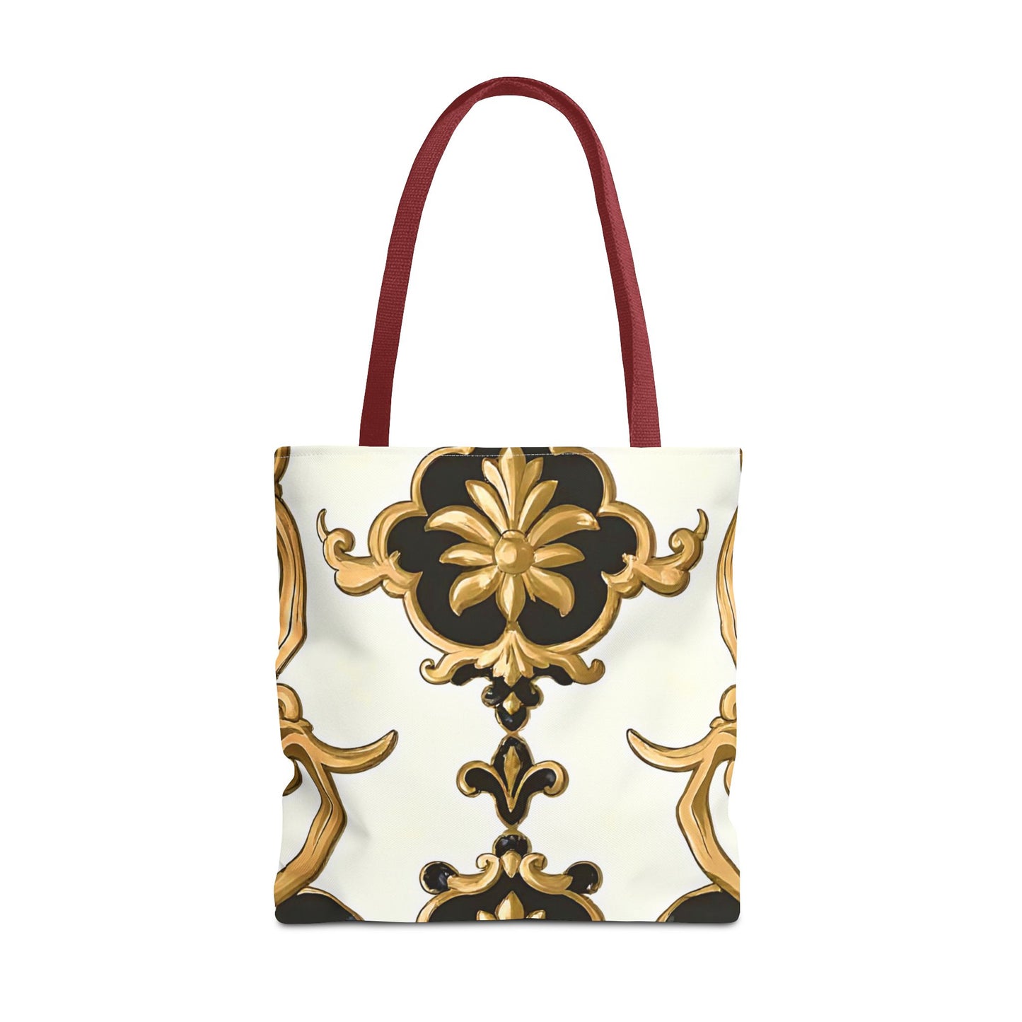 Elegant Floral Tote Bag | Stylish Reusable Bag for Everyday Use, Gift for Her, Shopping, Beach, Travel, Eco-Friendly - Black & Gold Rococo