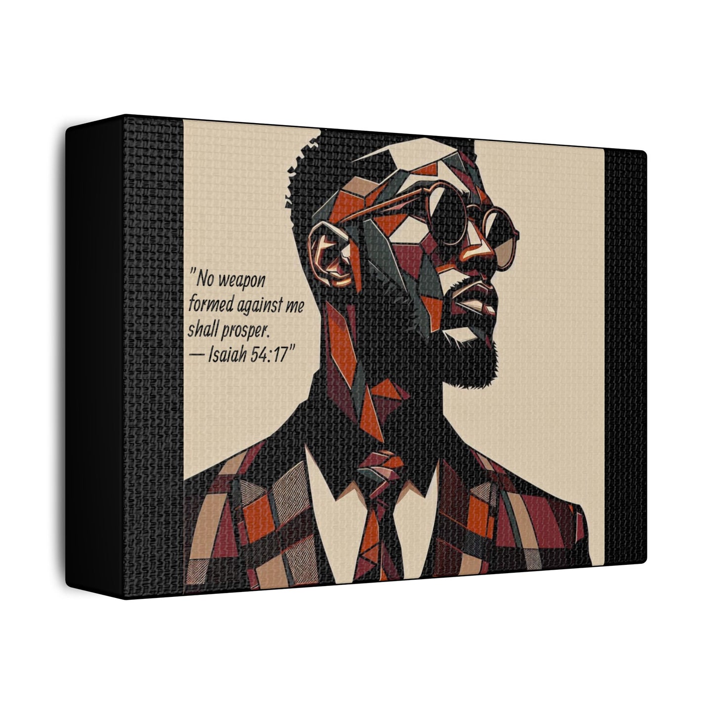 Afro Art Print Canvas, Wall Decor, Satin Stretched Canvas, African American Art, Office Decor, Home Decor - Isaiah 54:17