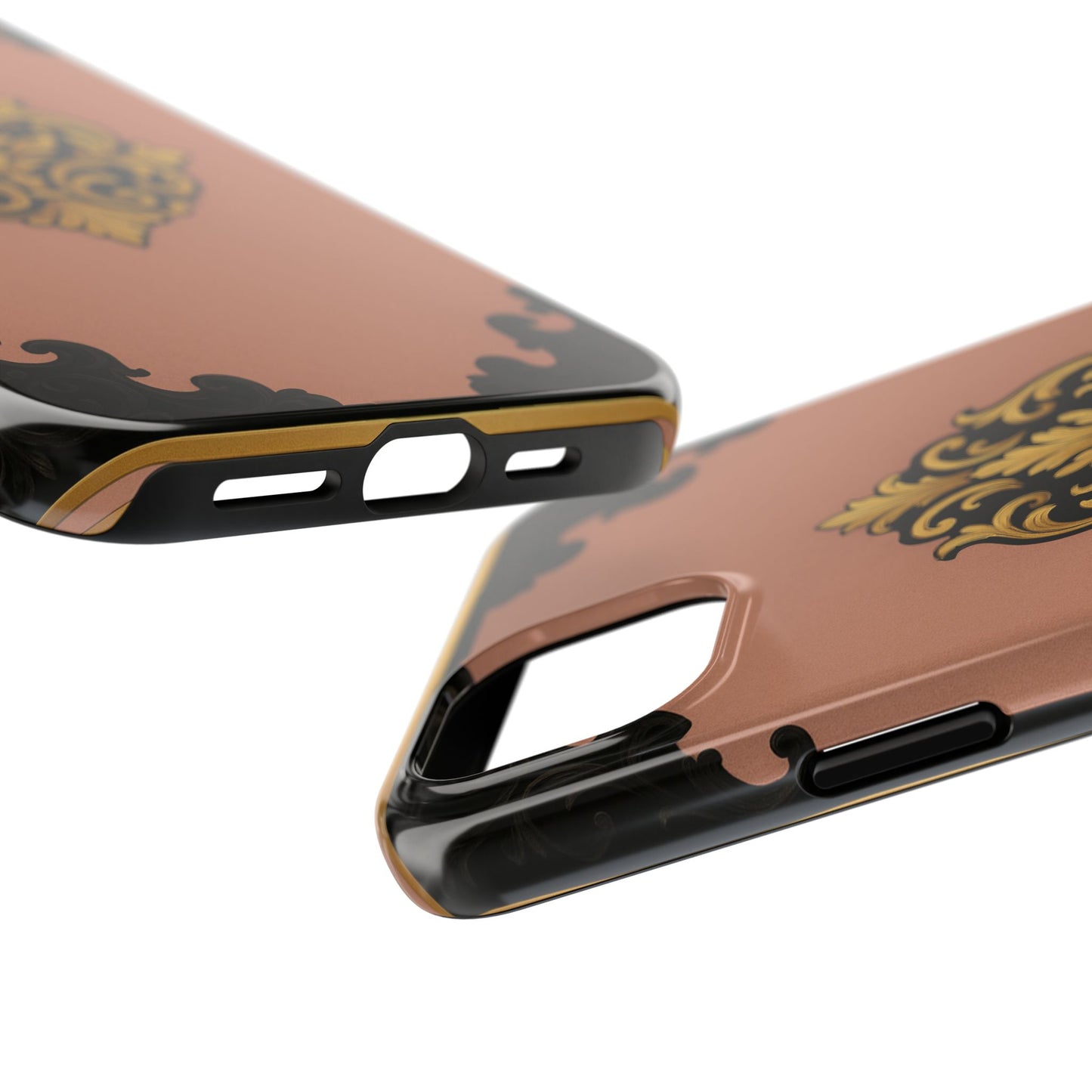 Mauve & Black-Gold Baroque Tough Phone Case — Ornate Protective iPhone Cover