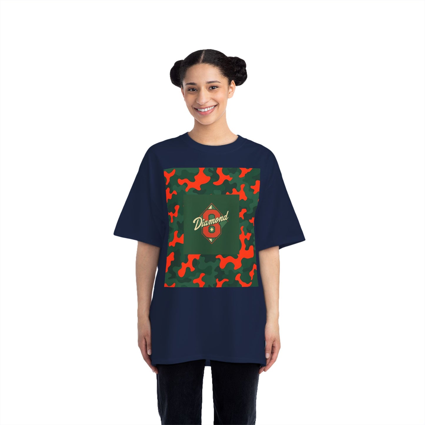 Camo Graphic Tee, Unisex, Trendy Streetwear, Stylish Summer Top, Perfect for Casual Outings - Green & Orange Camo Diamond 8