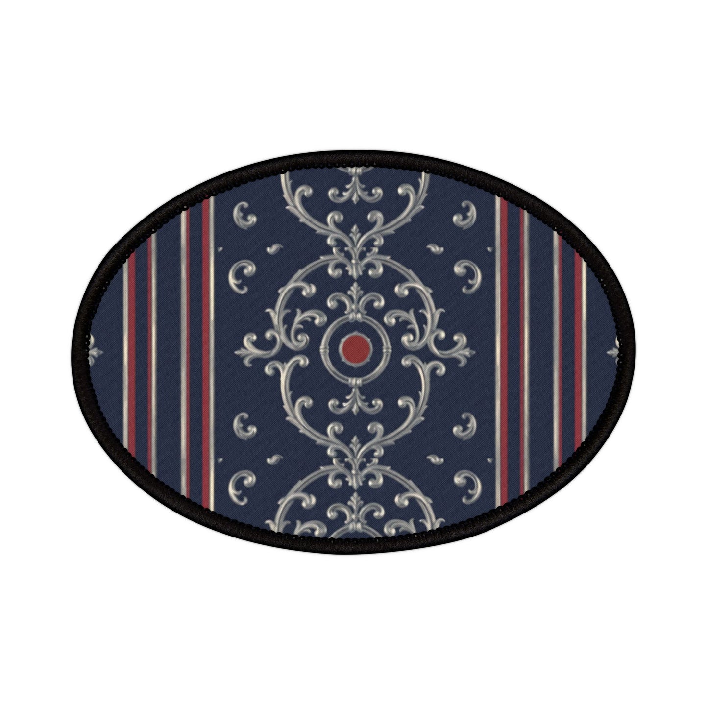 Stylish Iron-On Patches for Customization, Vintage Embroidered Patches, Denim Jacket Accessories - Blue & Red Silver Baroque